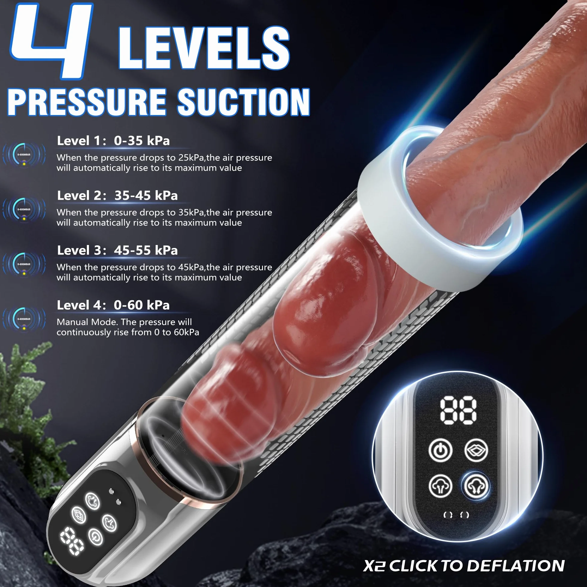 HIVEFUN Pompes à Pénis Jouet Sexualité Homme, Pompe a Penis avec 4 Modes D'aspiration et Mode D'entraînement Automatique Pompe Penis, étanche IPX7 Masturbateur Automatique Pompe Penisse Agrandir Homme