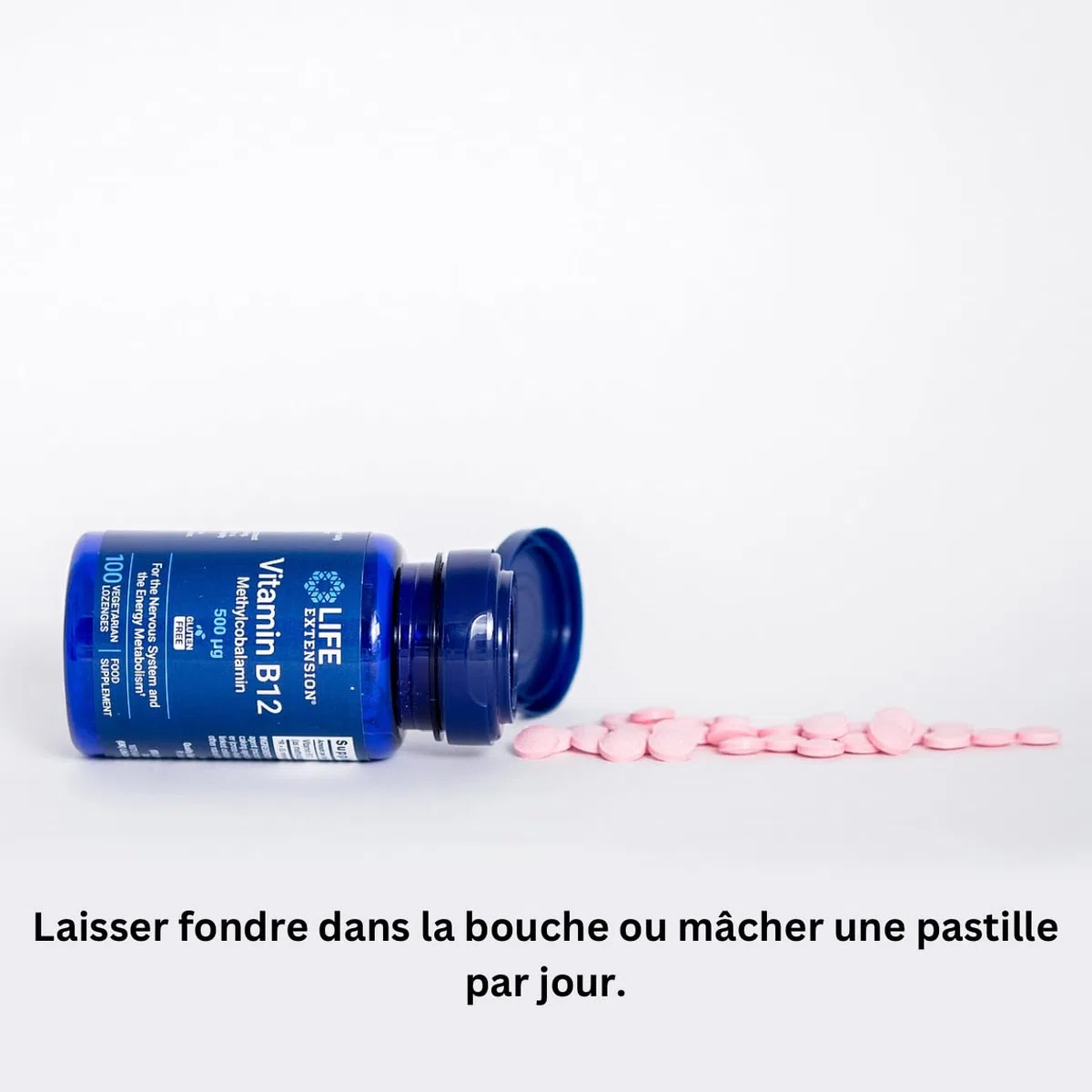 Life Extension - Vitamine B12 Méthylcobalamine 500 mcg, 100 Comprimés à Sucer Végétariens – Soutien pour l'Énergie, le Système Nerveux, le Métabolisme de l'Homocystéine et la Formation Sanguine