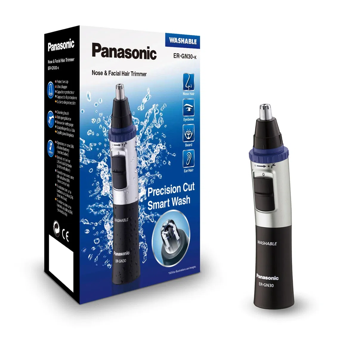 Panasonic - Personalcare ER-GN30-K503 | Tondeuse Multi - NezOreillesSourcils Coupe de précision Alimentation sans fil Fonctionne avec piles Wet & Dry Noir