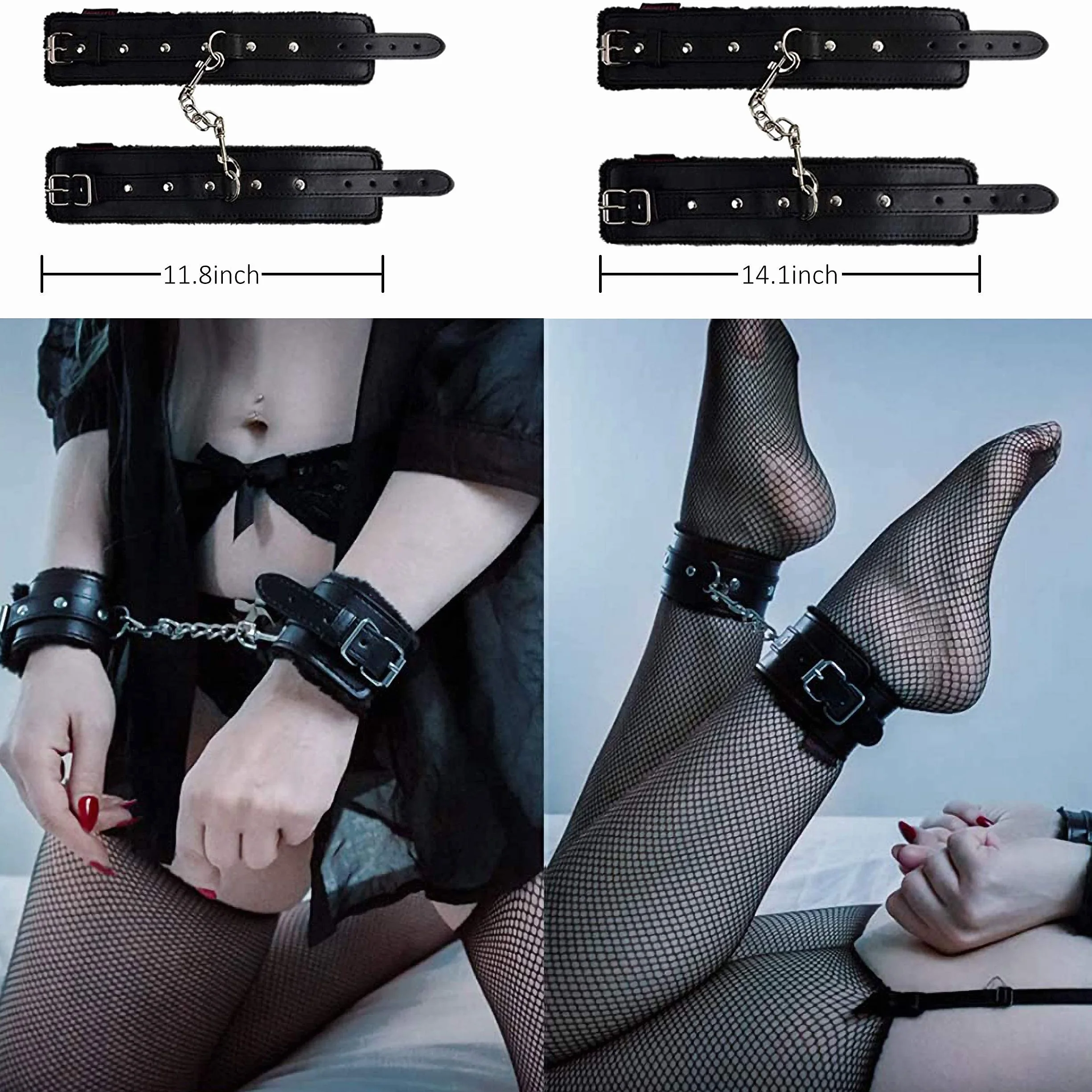 Bondage Set SM BDSM Ensemble de Servitude Composé Sex Toys pour Couple Débutant 11 Pièces Noir