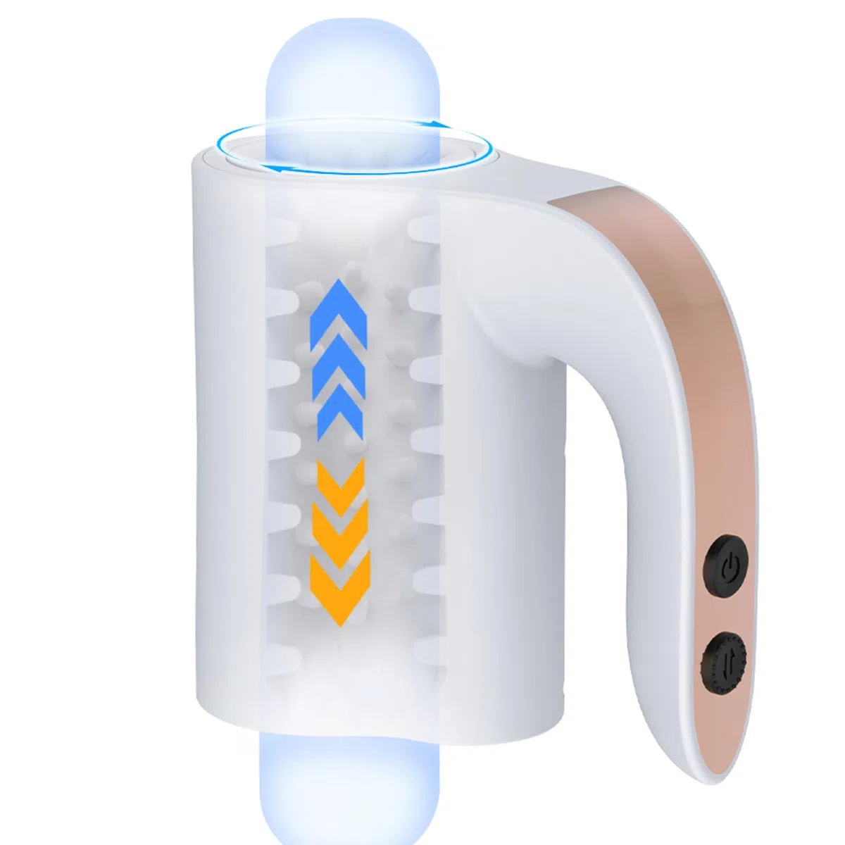 Jouet Sexuel pour Homme-Masturbateur Masculin Automatique avec 10 Modes Télescopique et Rotation, Masculins Pompe à Pénis avec Poignée, Véritable Machine à Fellation (Blanc)