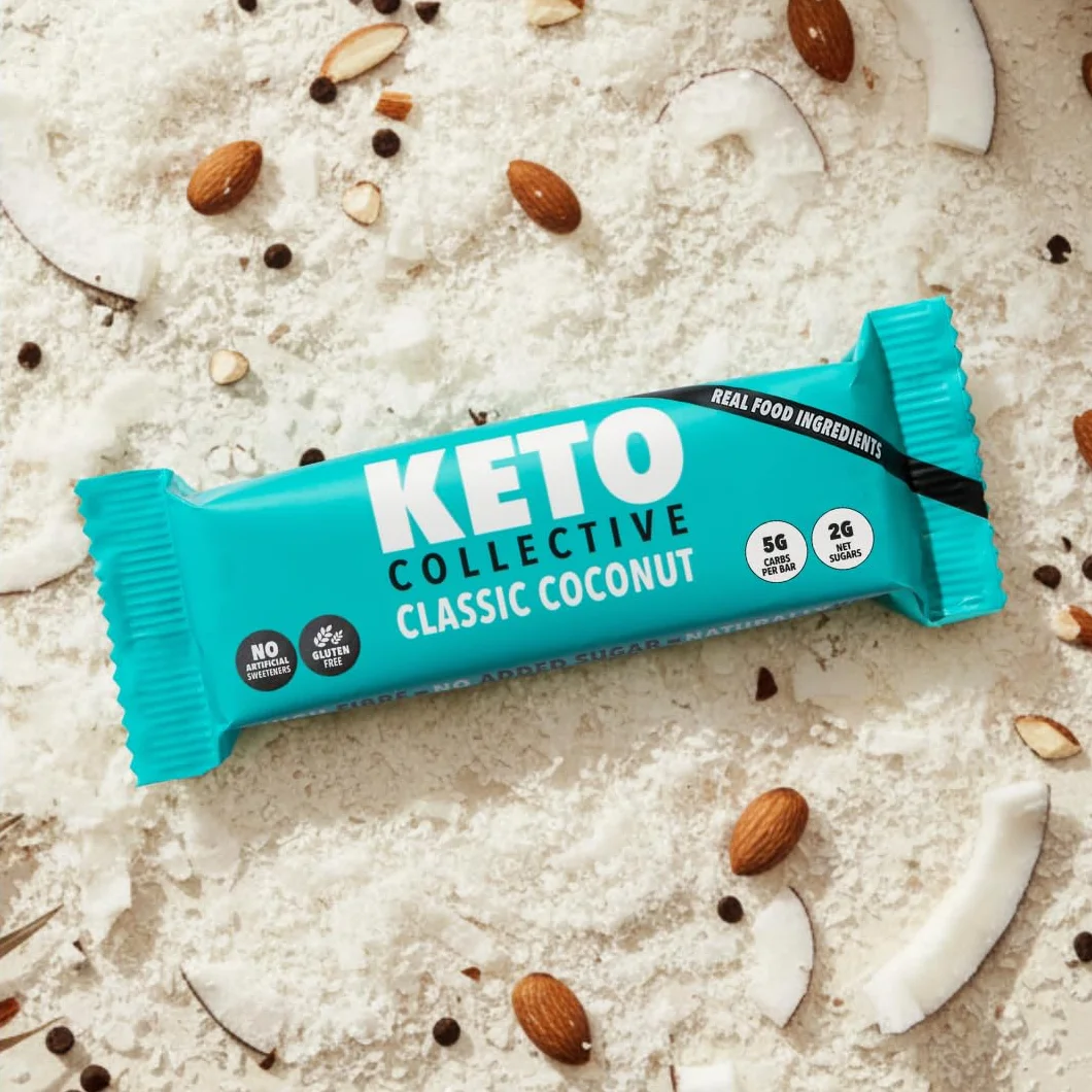 Keto Collective Barres Keto - NOUVELLE RECETTE - 15x40g | 3g de Glucides Nets | Snacks Cetogene | Haute en Fibres | Ingrédients Naturels | Snacks Keto | Sans Gluten | Vegan
