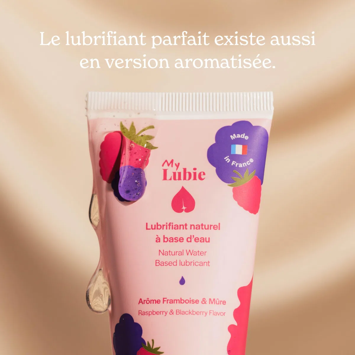 My Lubie - Duo de Lubrifiants Comestibles Aromatisés | Goût Framboise & Mûre | 2x50ml | Base Eau, Naturels & Vegan | Enrichis en Acide Hyaluronique et Prébiotiques | Fabriqués en France