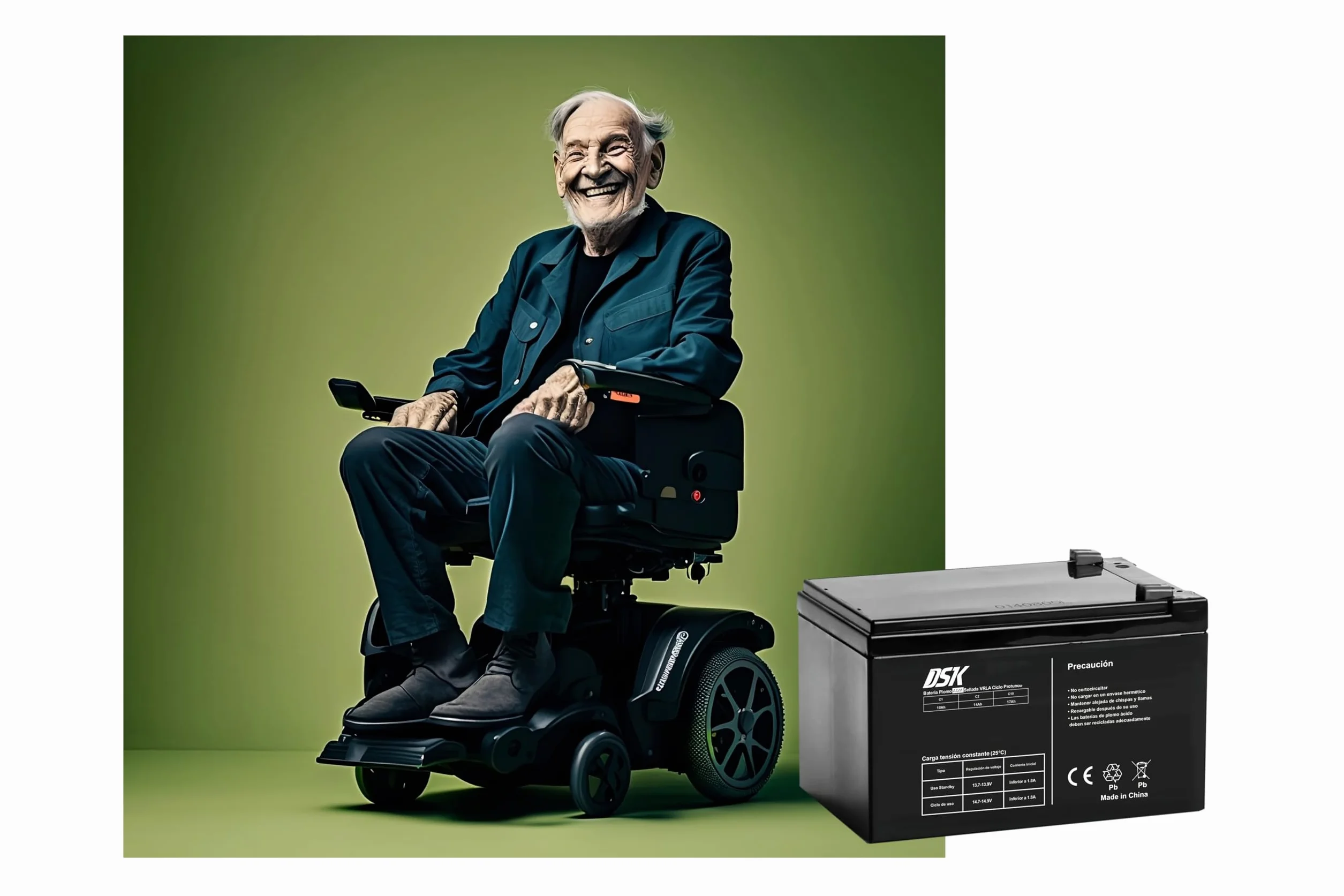 DSK 10364 - Batterie au plomb scellée AGM Gel 12V 12Ah. Idéal pour tout appareil de mobilité électrique. Prend en charge des cycles d'utilisation plus longs. S'il casse, le gel ne se renverse pas.