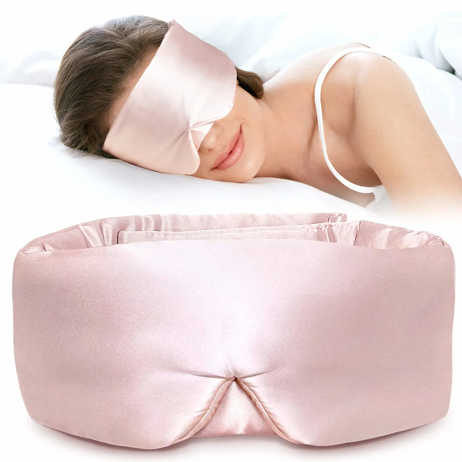 LitBear Masque de sommeil en soie - Pour homme et femme - 100% soie de mûrier pure - 22 mommes - Avec sangle réglable