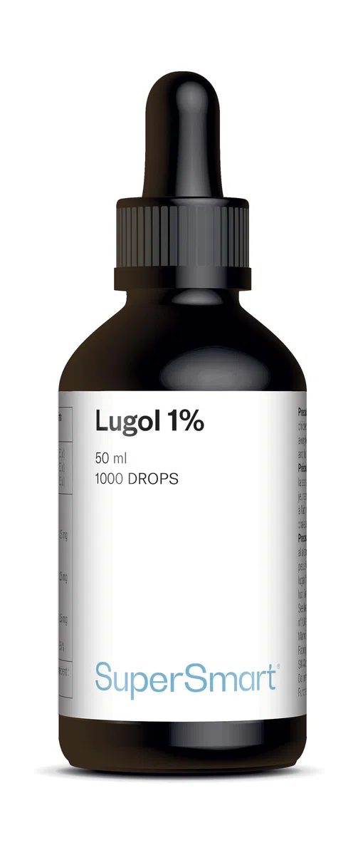 Lugol 1% - Iode en Gouttes - Soutient de la Thyroïde - Nettoie Plaies et Brûlures - Solution iodo-iodurée - 1000 gouttes - SuperSmart