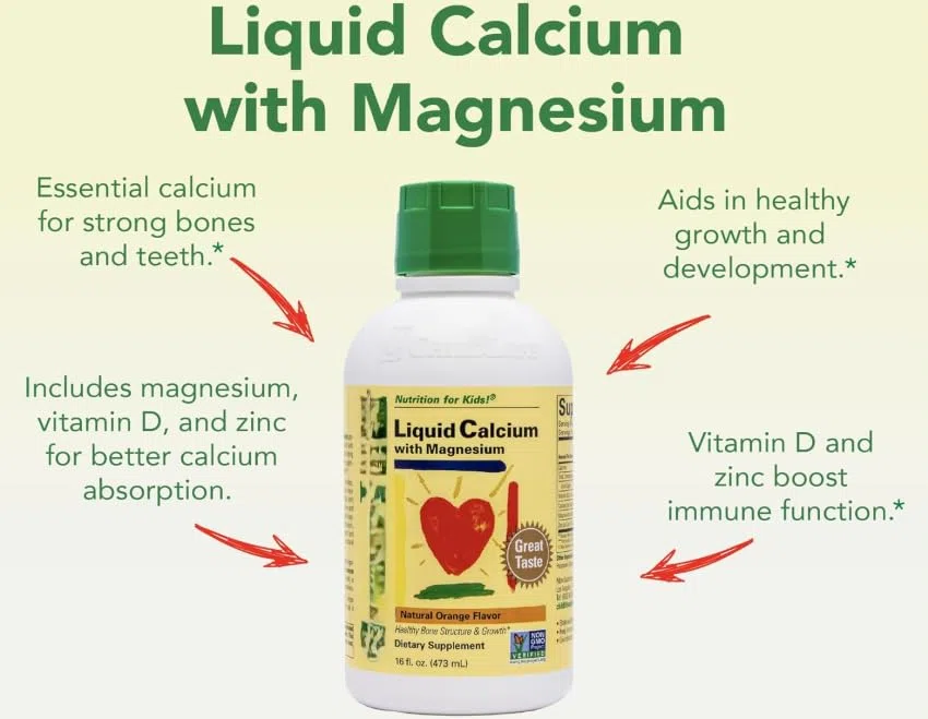 Calcium liquide au magnésium pour enfants au goût d'orange 473 ml