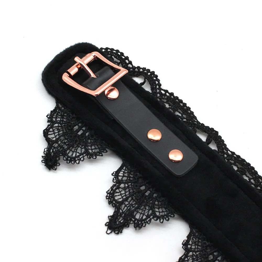 SMspade Collier en cuir avec kit de laisse Lace Collier en cuir avec kit de laisse pour femmes Lace (Noir)