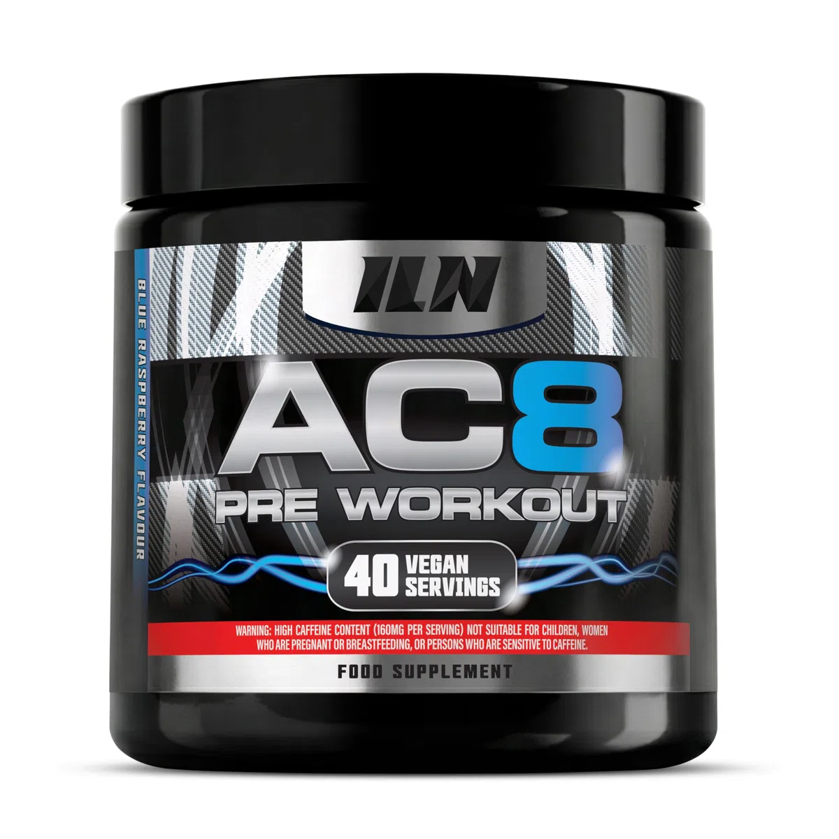 AC8 Pre Workout poudre framboise bleue 360 g - preworkout booster puissant pour hommes et femmes - avec créatine, caféine et vitamine B12 - jusqu’à 6 660 mg par portion