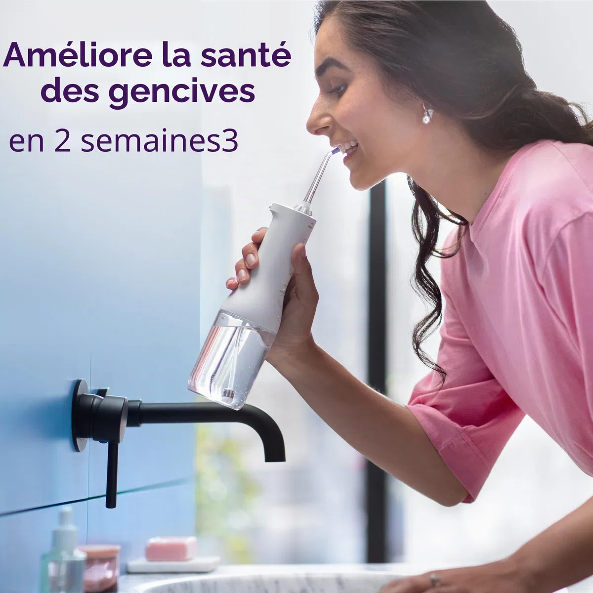 Philips Sonicare Cordless Power Flosser 3000 - Water Flosser with Innovative Quad Stream Technology, Oral Irrigator with 2 Flossing Modes and 3 Pressure Levels, IPX7 Waterproof, White, HX3826/21