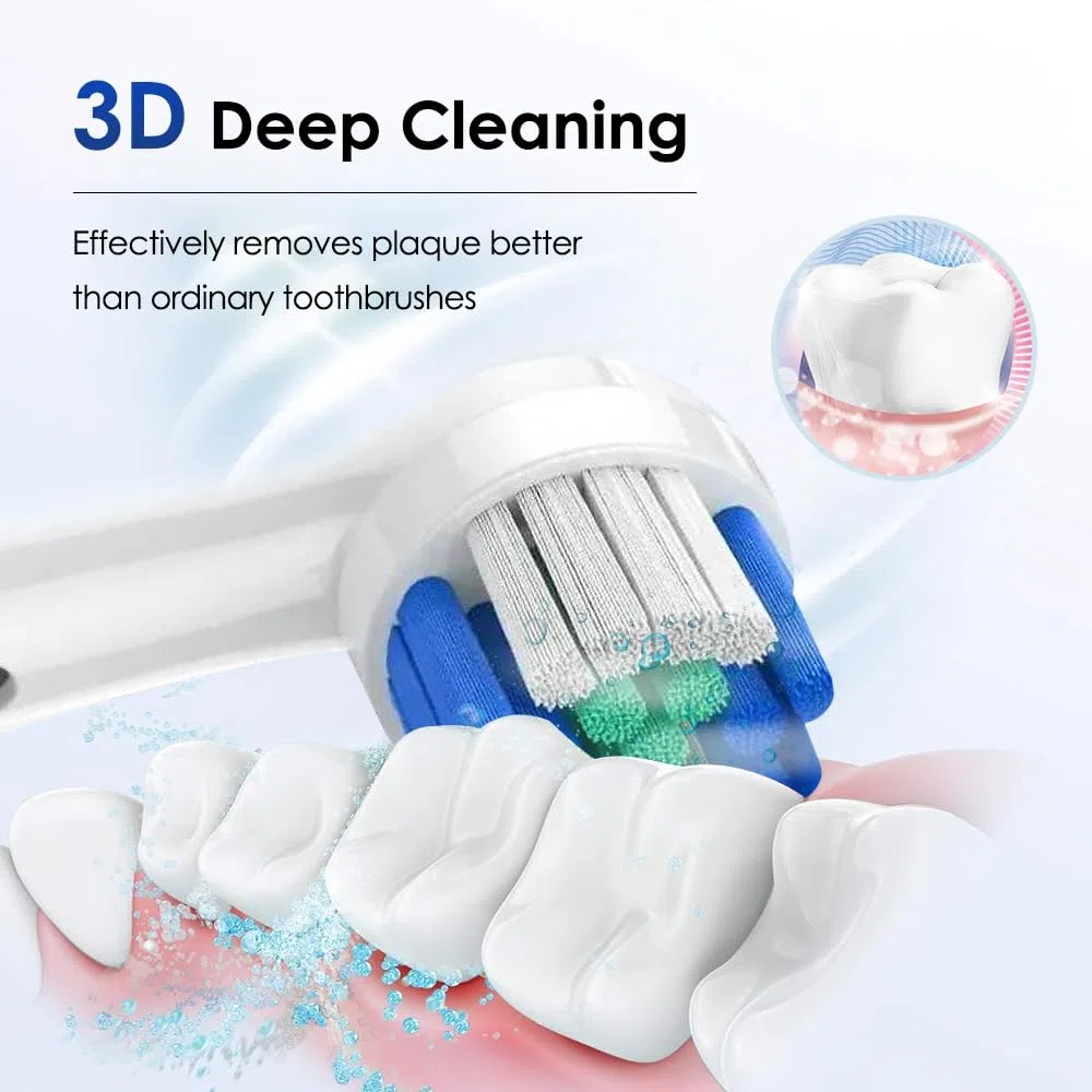 Brosse à dents électrique rotative à suspension magnétique, 5 modes, nettoyage sonique, 8 têtes de brosse et étui de transport, convient pour les enfants et les adultes, les voyages, le camping, le