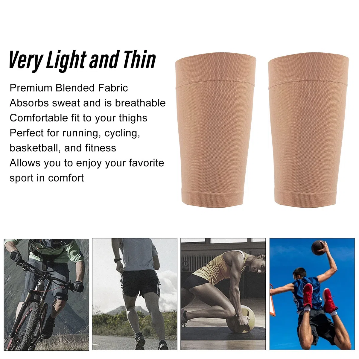 Manchons de Compression des Cuisses, Amincissant le Haut de la Jambe Enveloppant Absorbant la Transpiration Augmente la Circulation Sanguine Respirant pour la Course Favorise la Récupération des (XXL)