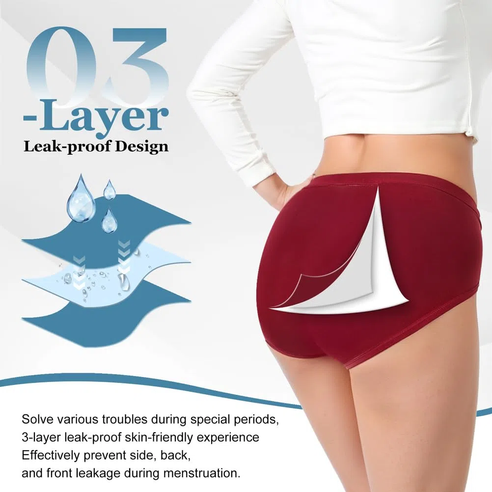 Lot de 5 Culottes Anti-Fuite Femmes Taille Haute Culotte D'incontinence Urinaire pour Flux Abondant & Sport - Coton Doux Respirant Antibactérien - Lavables Invisibles sous Vêtements,N15,S