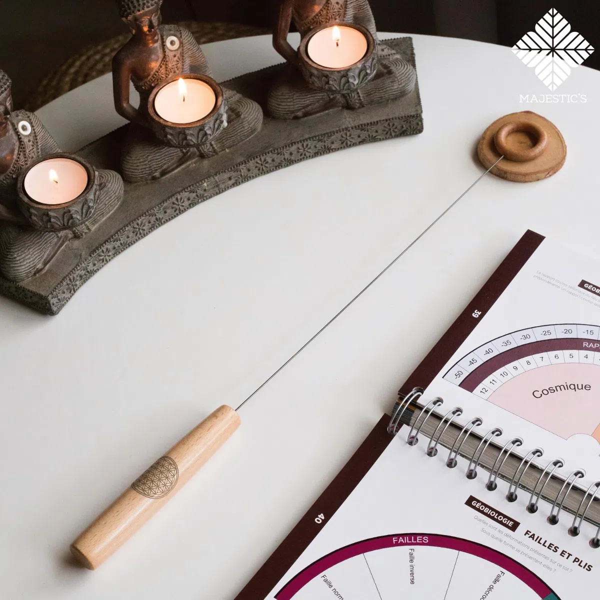 Tensor Tenseur Biotenseur, Baguette de Sourcier Professionnelle et Pendule Divinatoire - Baguette de Radiesthésie – en Bois de Hêtre - Légère et Sensible