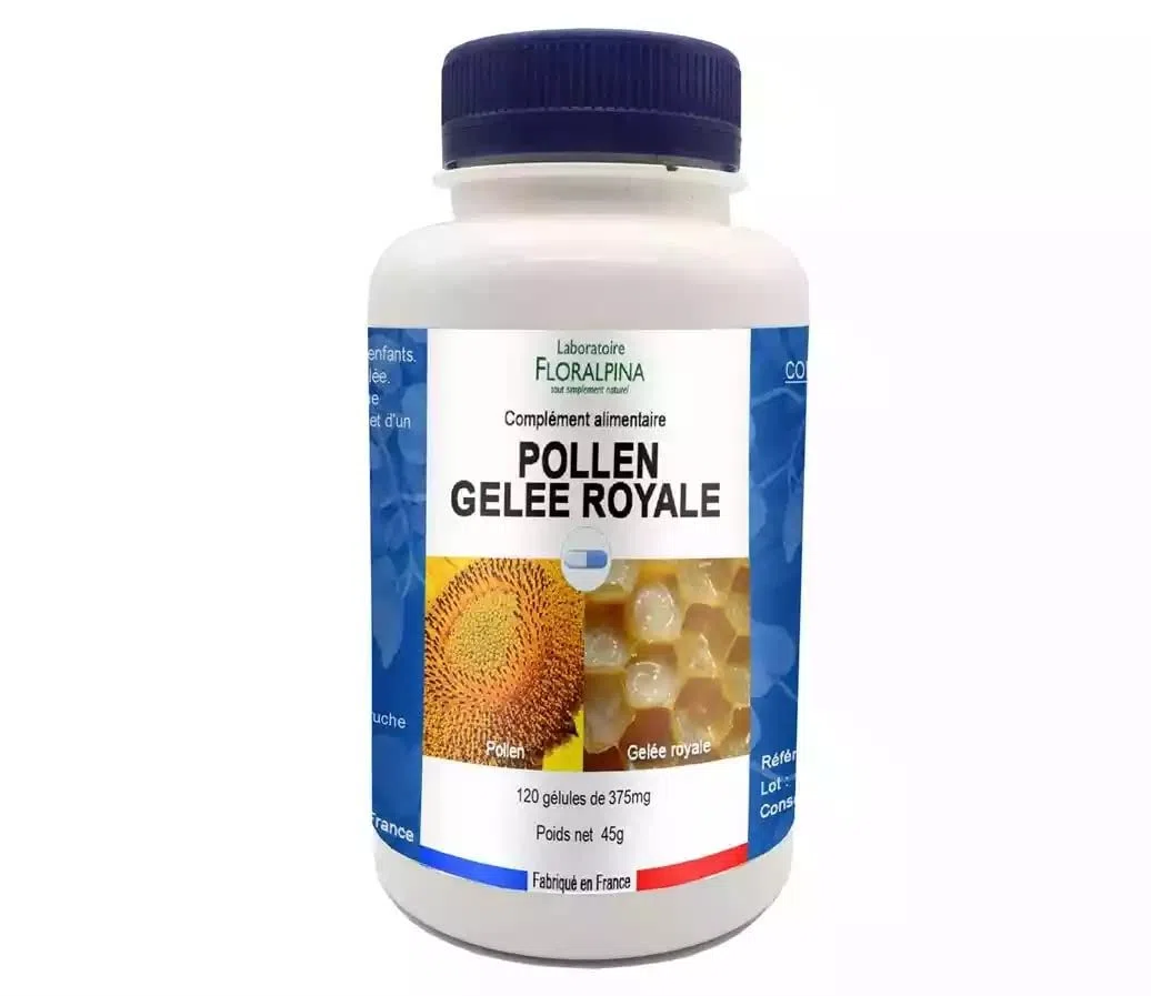 Pollen & Gelée Royale 120 Gélules – Cure 30 Jours | 824 mg Gelée Royale + 360 mg Pollen | Vitalité, Immunité & Tonus | Conditionné en France, LABORATOIRE FLORALPINA