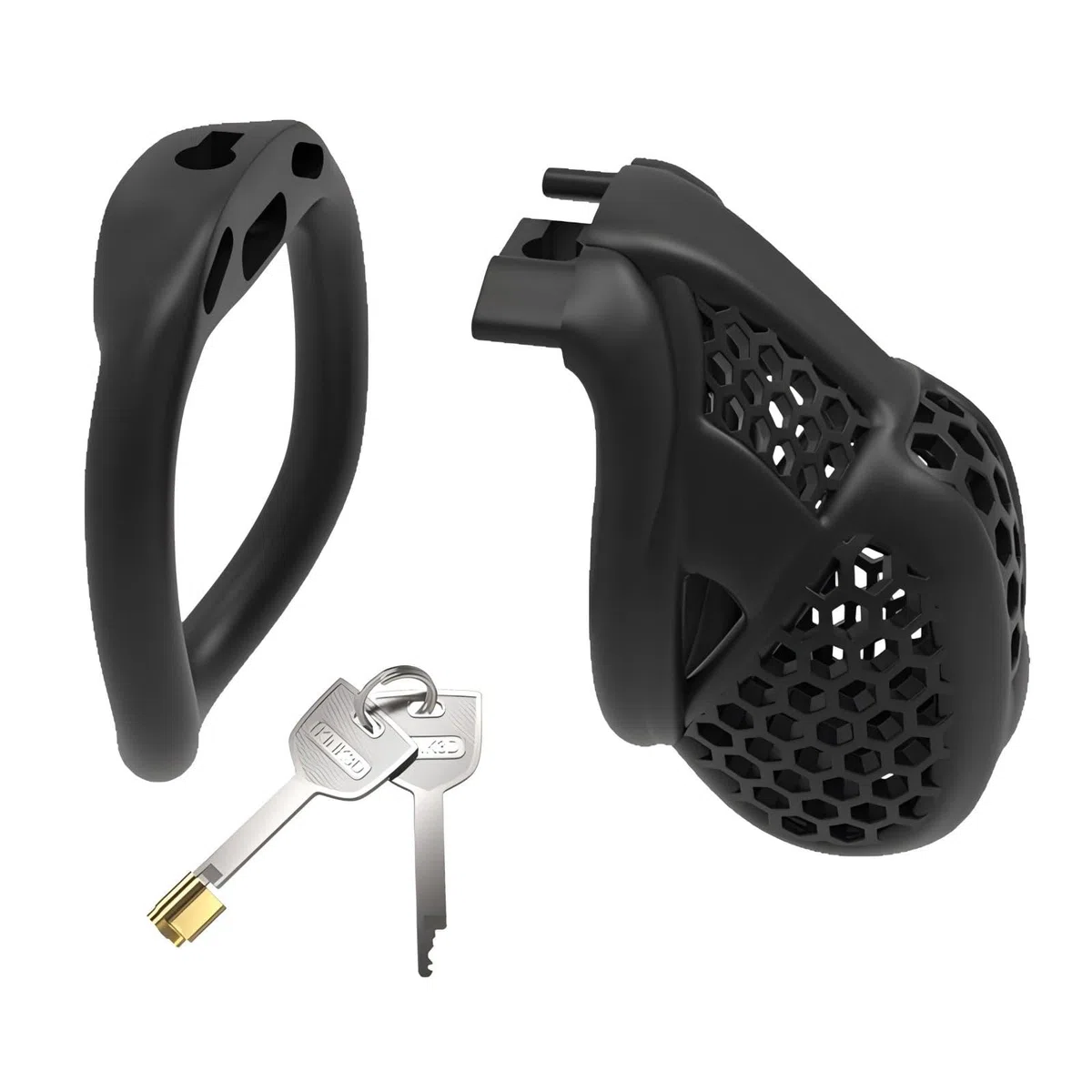 Cage Chastetée pour Homme Cage de Chasteté Pénis avec 4 Anneaux de Tailles Différentes Ceintures de Chasteté avec Serrure Invisible pour le Bondage du Pénis Sex Toys Chastity Cage (Micro,Pink)