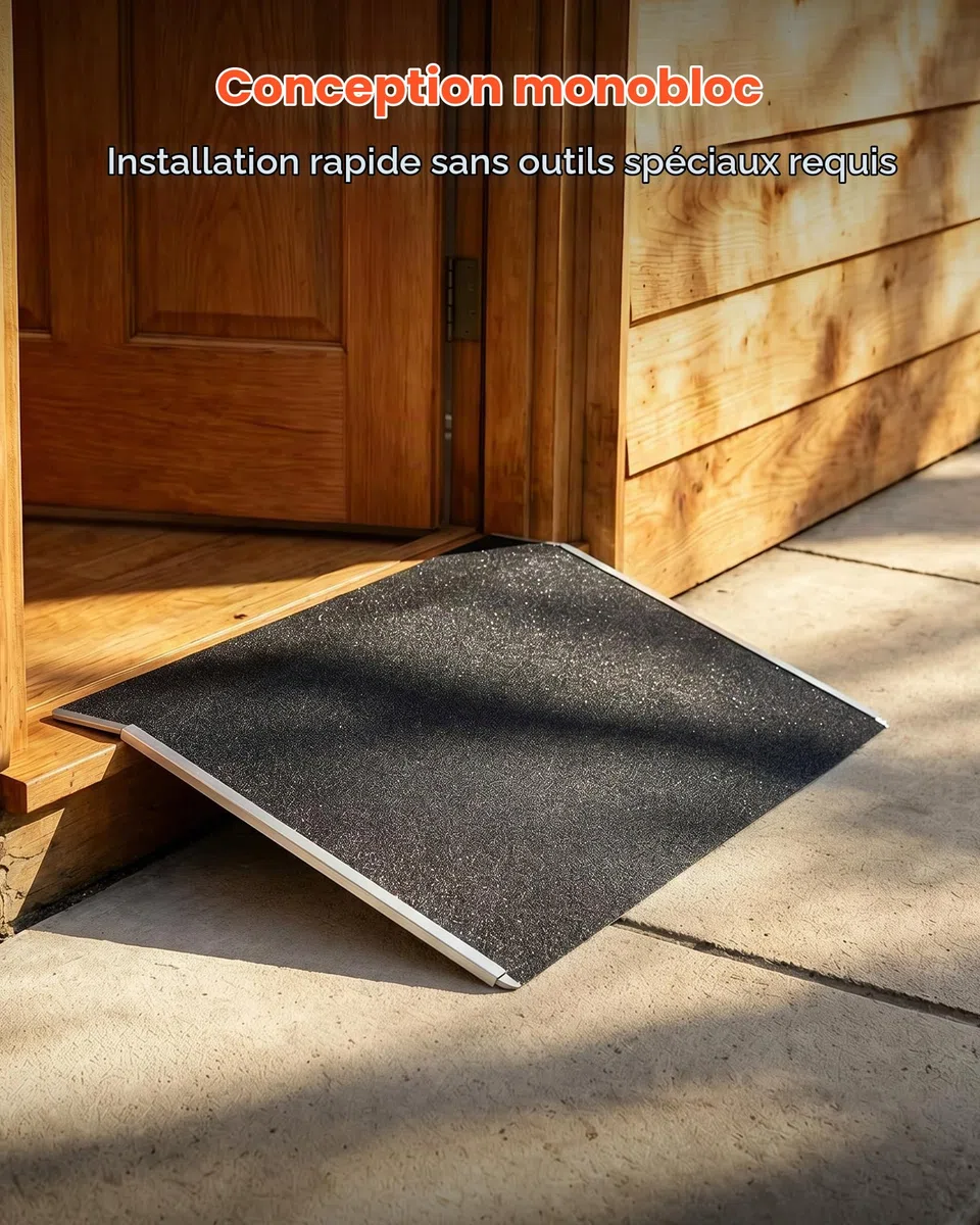 VEVOR Rampe de Seuil 810x390 mm, Rampe de Chargement en Aluminium Antidérapante pour Fauteuil Roulant, Charge 181,4 kg, pour Seuil de Porte, Trottoirs, Marches, Déambulateurs, Chariots et Scooters