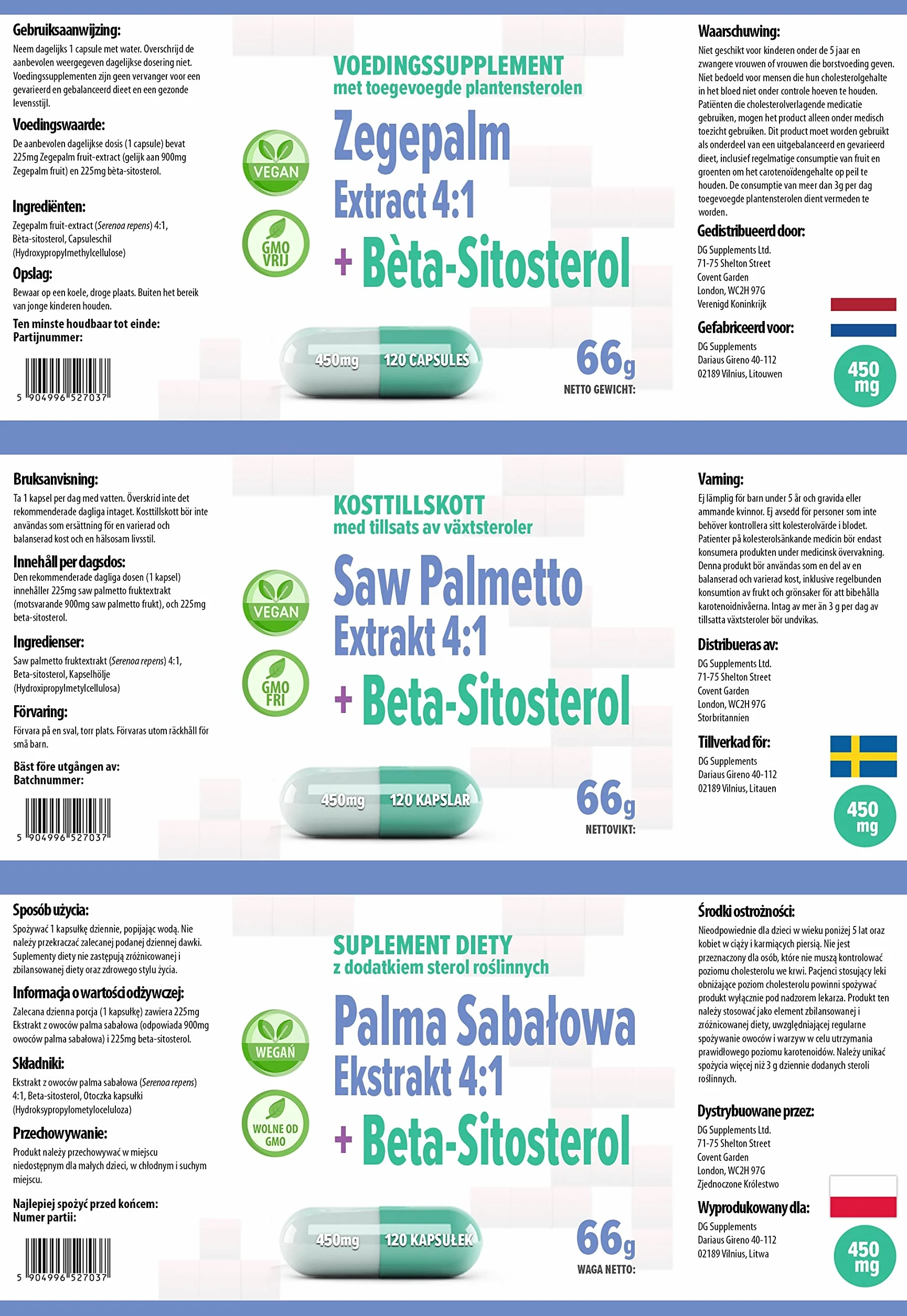Hepatica Saw Palmetto | 4:1 & Complexe bêta-sitostérol 450 mg | 120 gélules végétales | Palmier nain – Serenoa repens | GMP & Testé en Laboratoire Indépendant