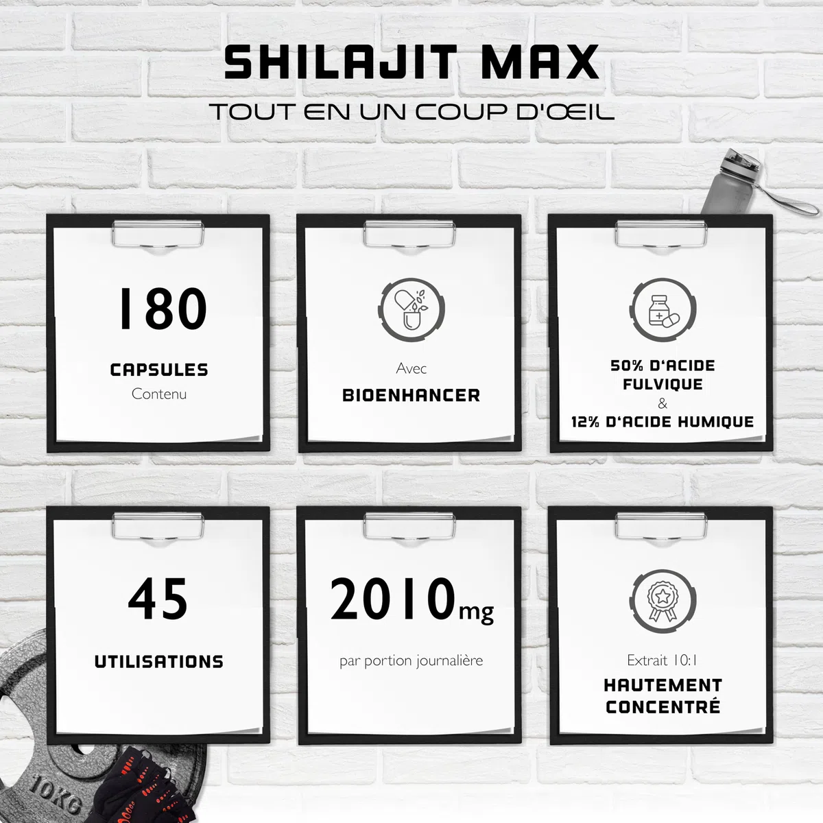 Mumijo Shilajit Max -180 capsules - Extrait Fort : 2000 mg par Portion Journalière - 50% Acide Fulvique + 12% Acide Humique + Bioenhancer - Extrait Original de l'Himalaya 10:1 - Vegan