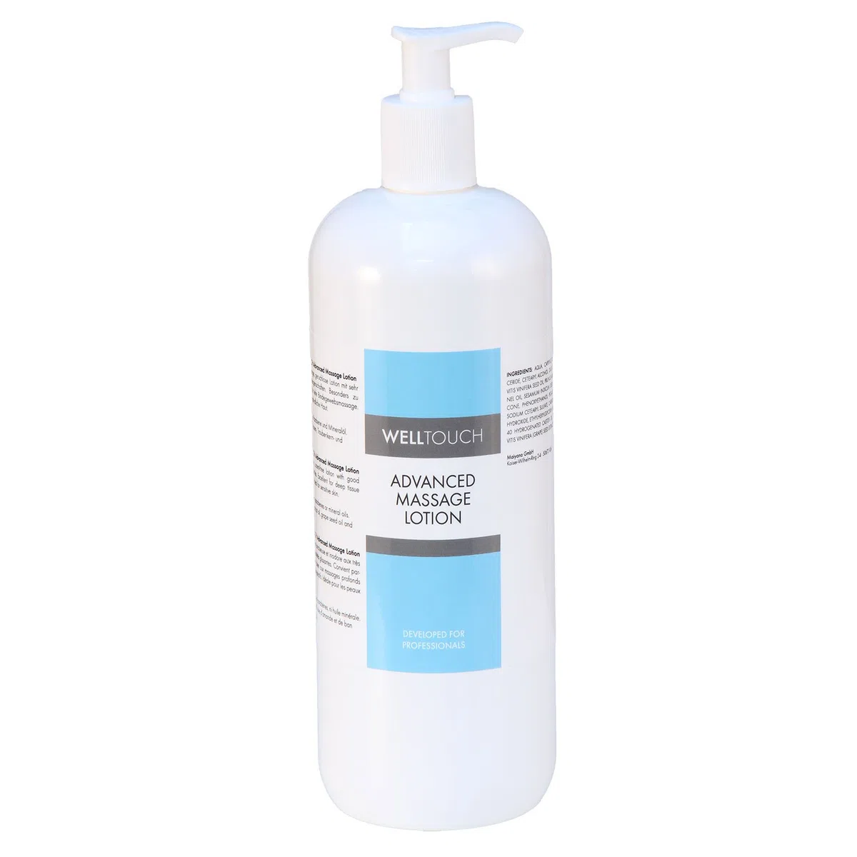 WellTouch Advanced Lotion de Massage onctueuse et inodore aux très Bonnes propriétés glissantes, idéale pour Les Peaux Sensible, Bouteille avec Pompe (1000 ML)