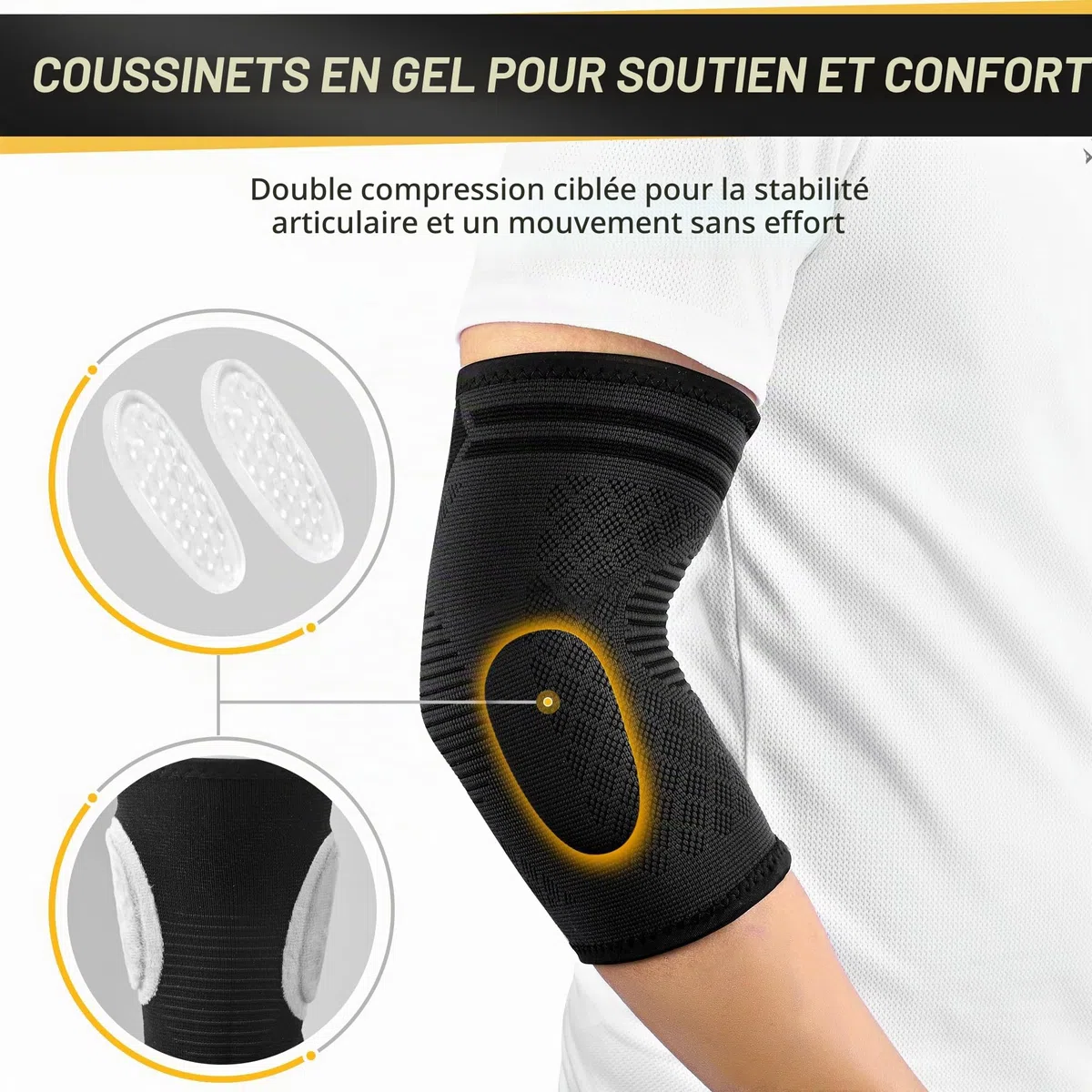 CAMBIVO Coudiere Tendinite x2 Avec Coussin de Gel, Manchon Compression Bras Elastique, Coudiere Epicondylite pour Soulagement des Douleurs Articulaires, Golf Tennis Elbow, Gym