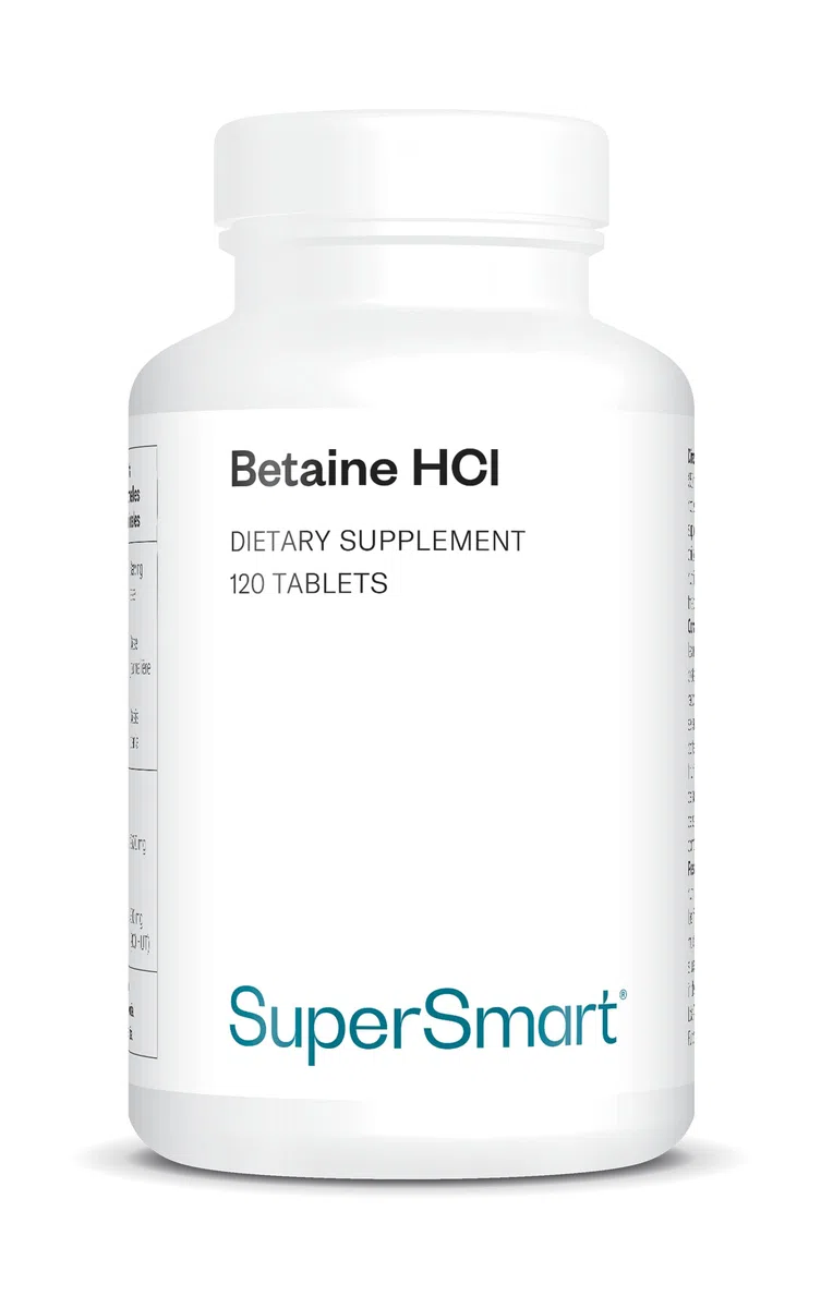 Betaine HCI - Aide à la Digestion, à l’Absorption des Nutriments, à la Détoxication et à la Baisse d’Acidité Gastrique - Acidifiant Gastrique Naturel - Vegan - SuperSmart