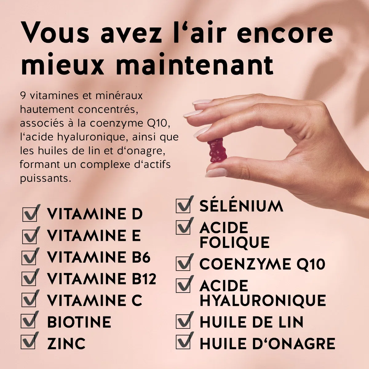 Femm'tastique Ménopause - Complexe vitamines et Minéraux - Vitamine C, D, E, Vitamines B, Zinc, Huile de graine de lin, CoQ10, Acide Hyaluronique - 60 unités - Vegan, Sans Sucre - Bears with Benefits