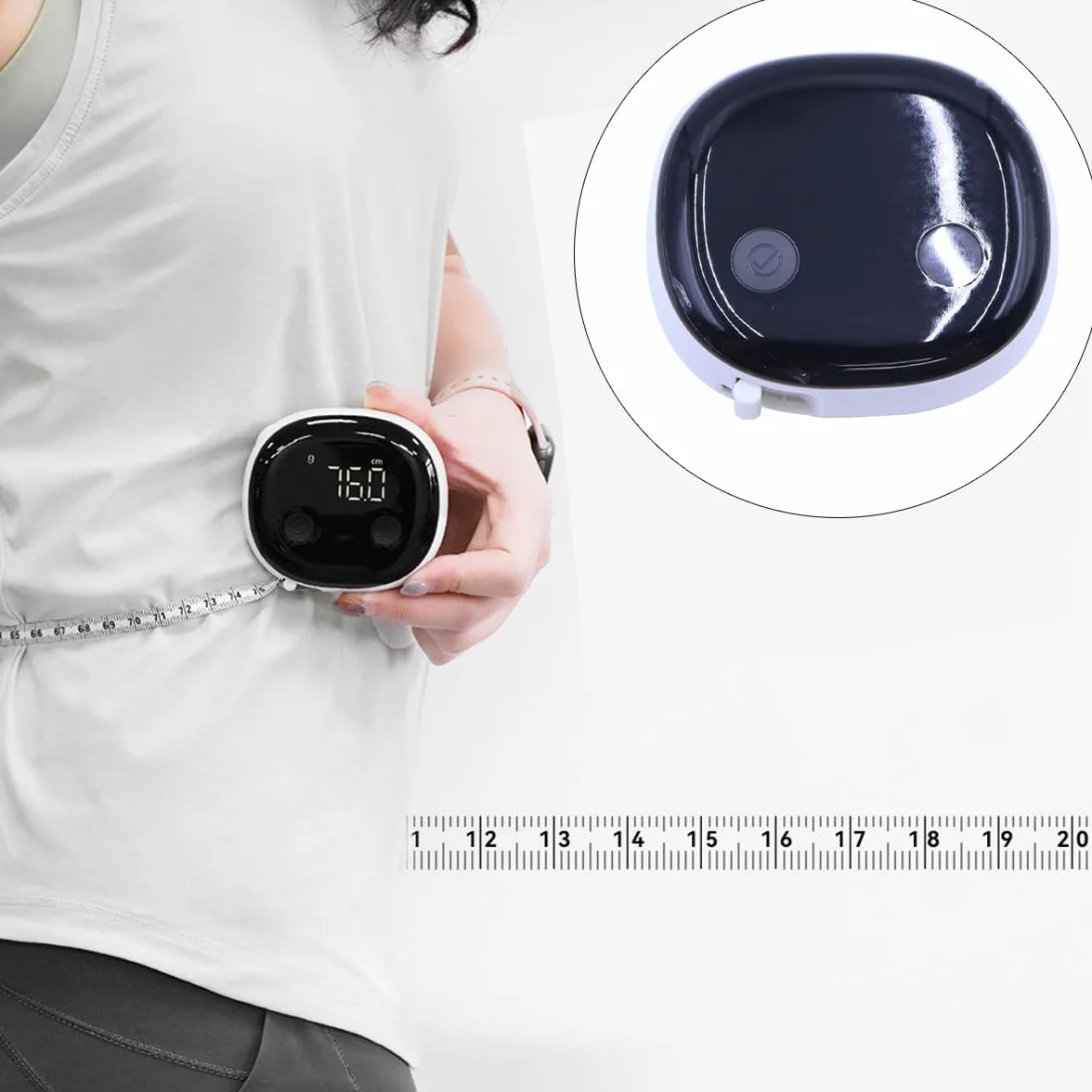 Fitdays Smart Body Tape (Noir) – Suivi de l'IMC/de la masse grasse par Bluetooth, synchronisation avec l'application – Pour la taille et les hanches (Fitness)