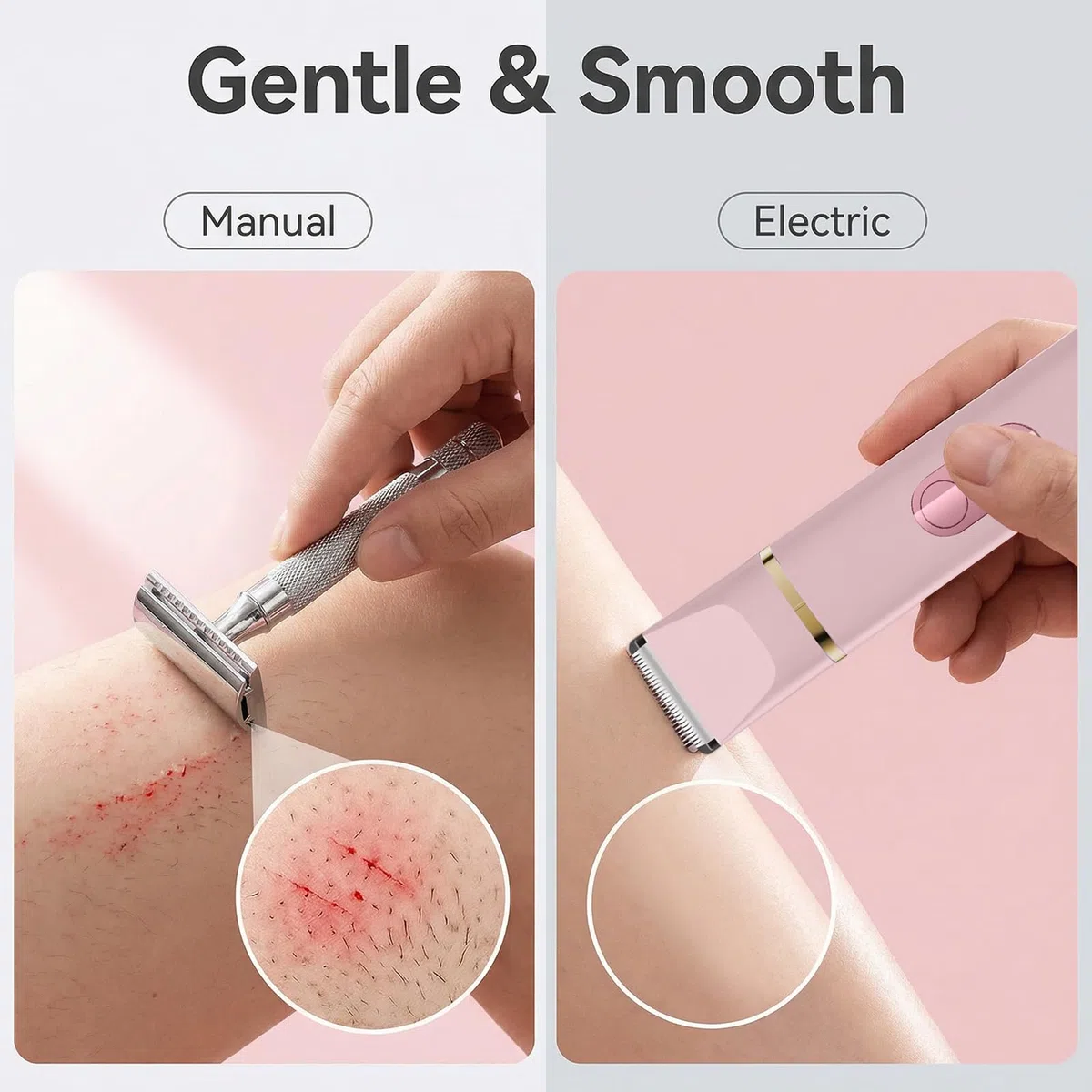 Épilateur Bikini 5-en-1 pour Femmes, Rasoir Électrique Corporel sans Fil Étanche IPX7, 5 Têtes Interchangeables pour Épilation Visage, Jambes et Zone Intime, Lame Céramique, Recharge USB (Rosa)