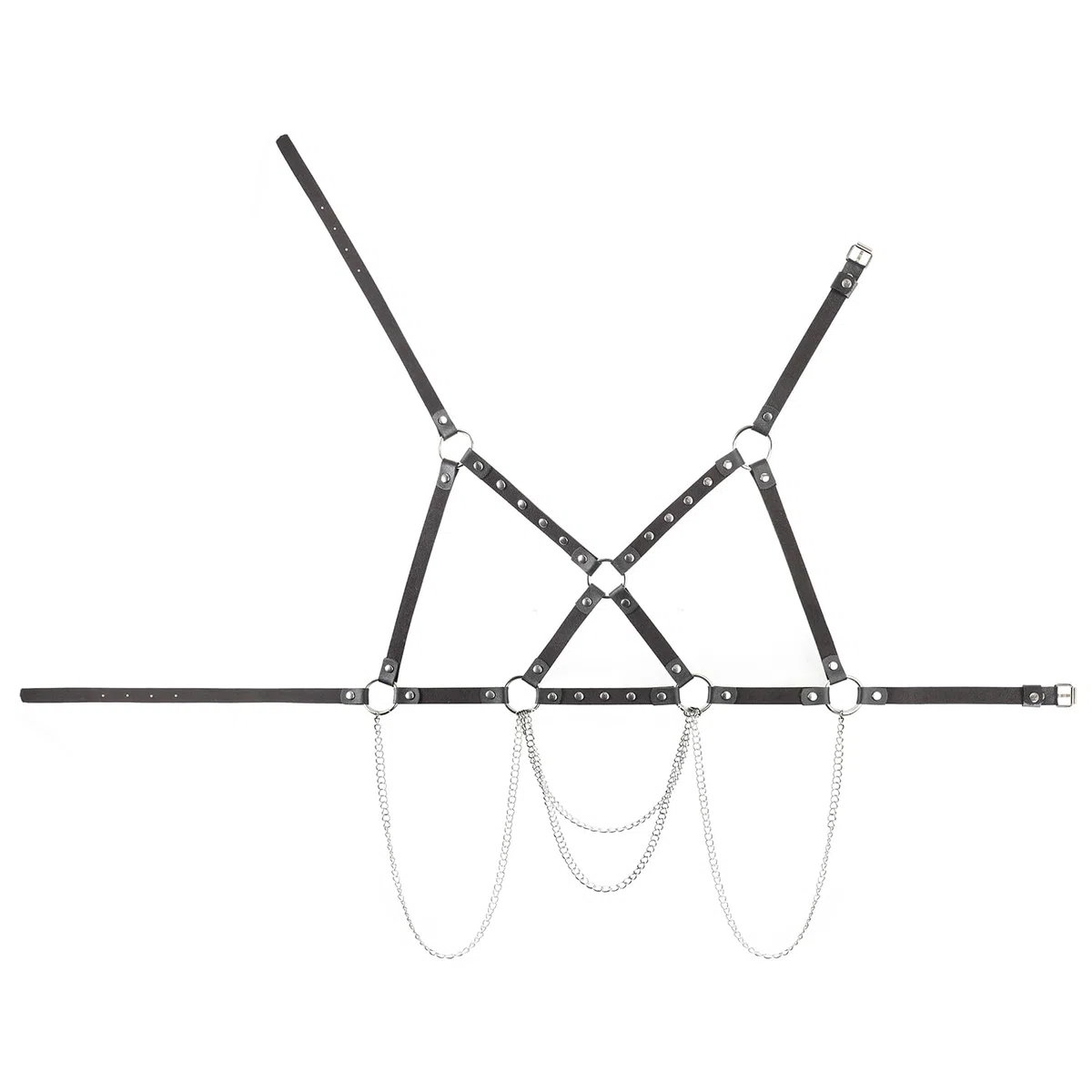 ITODA Harnais de Poitrine Punk en Cuir pour Femme Chaîne de Corps Gothique Sexy Harnais de Chaîne Réglable pour Tenue Rave Punk Corps Ceinture pour Soirée Clubbing Fête Hallowee Cosplay Jouet d’Amour