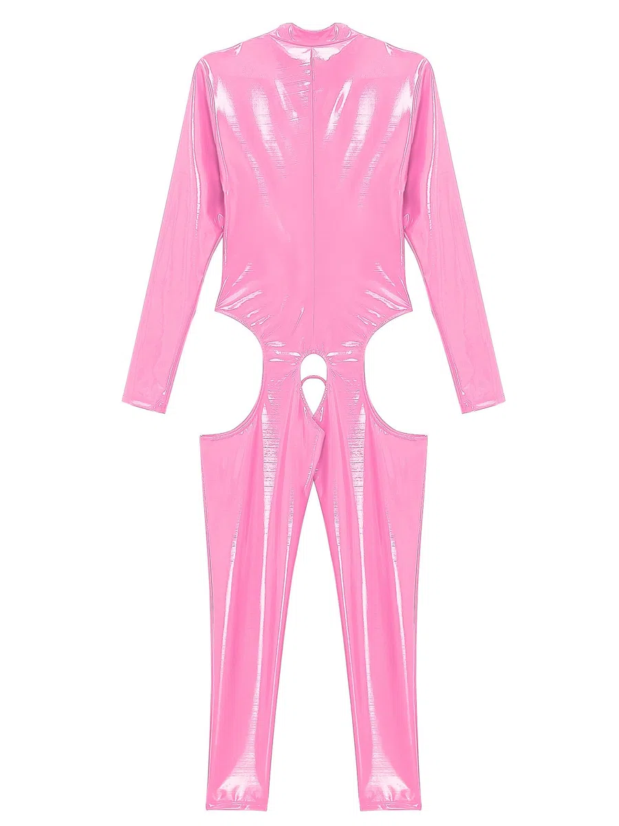 Women Jumpsuit Wetlook Body Ouvert Catsuit Combinaison Leder-optik Combinaison Intégrale Ouvert Leggings Gogo Party Nightclub