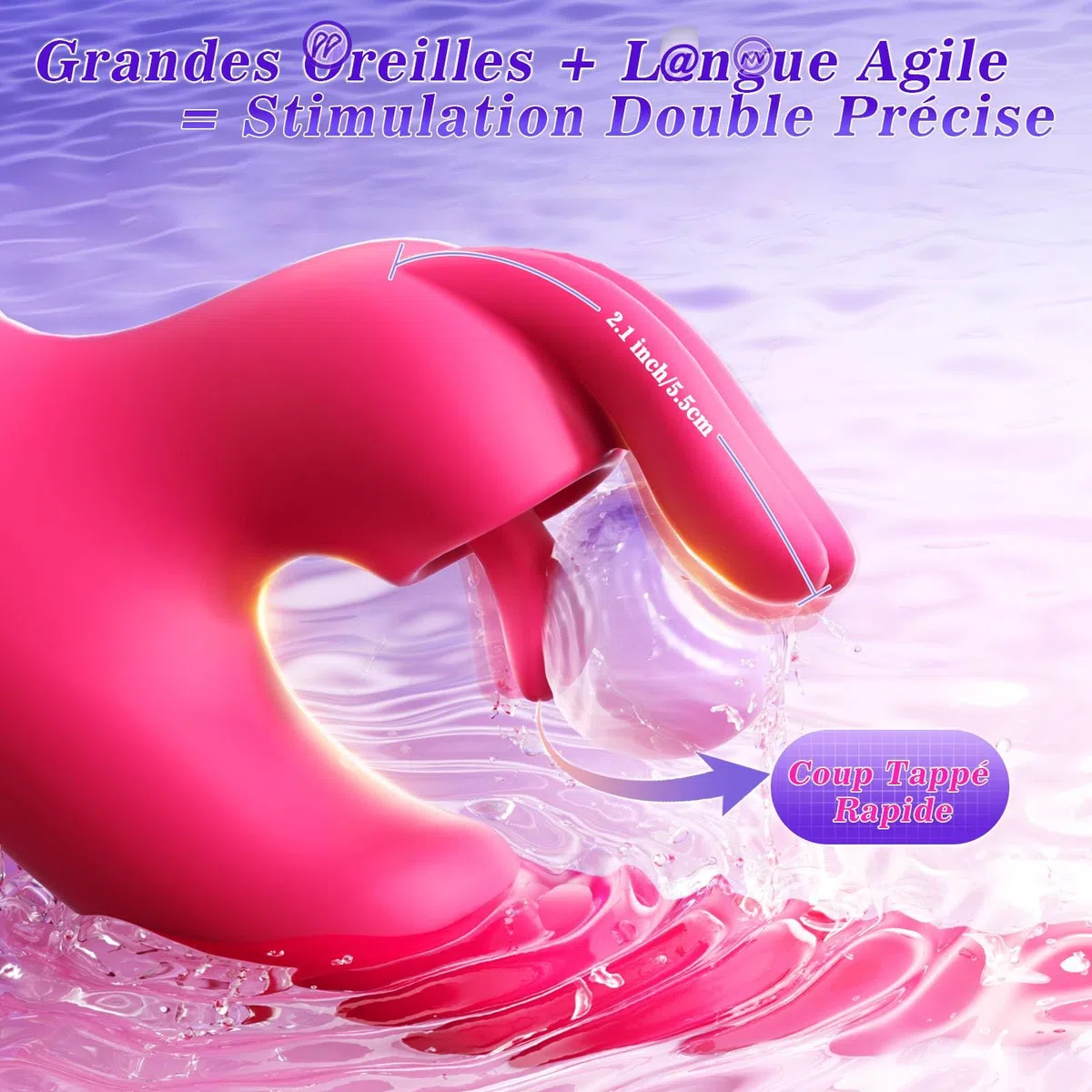 Rabbit Vibromasseurs Feminin, Sextoyse Femme Clitoridienne 12 Modes de Vibration, Tige Épaisse en Silicone Gode Vibro-masseur Sex Toys, Gode Femme Sex Vibrateures Jouet Adulte 23cm Dildo, +APP