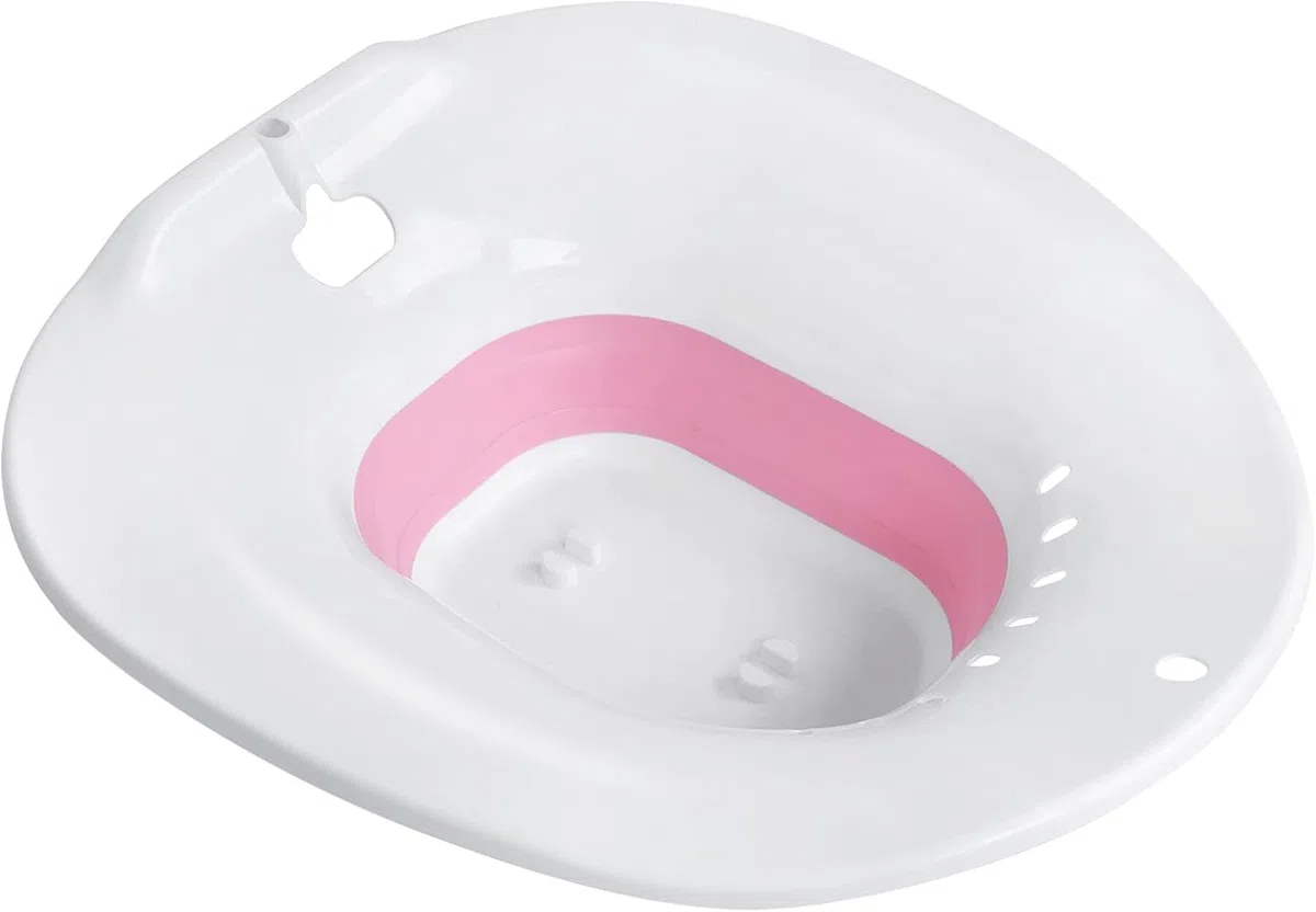 Bains de siège pliable pour siège de toilette, bidet portable pour hémorroïdes, soins post-partum, traitement du périnée, siège à vapeur Yoni adapté aux toilettes standard, kit de trempage vaginal