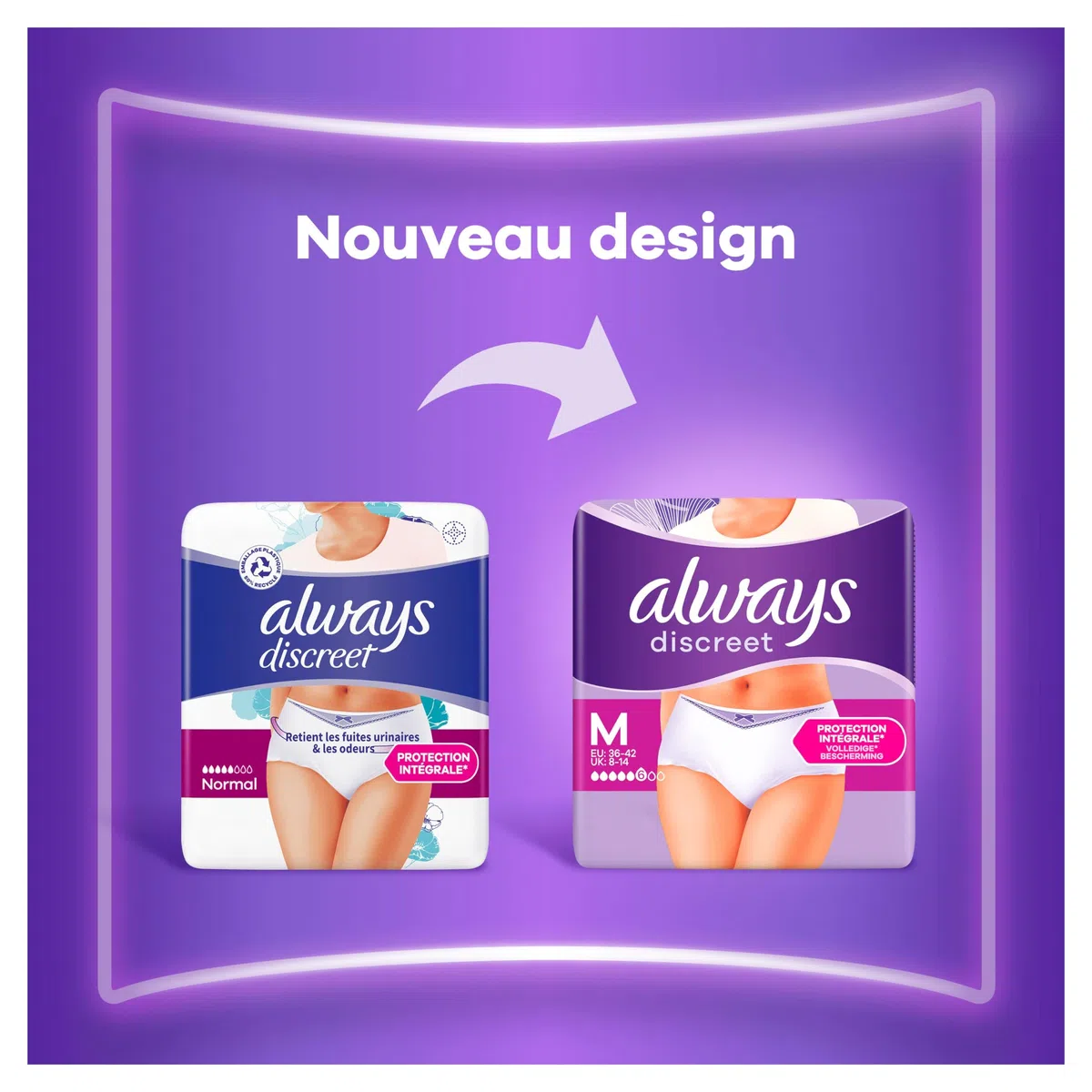 Always Discreet, 48 Culottes Incontinence Femme, Normal 5 Gouttes, Sous-Vêtements Taille M, Blanc, Protection Très Absorbante pour Fuites Urinaires Importantes ou post accouchement, Pack 1 Mois