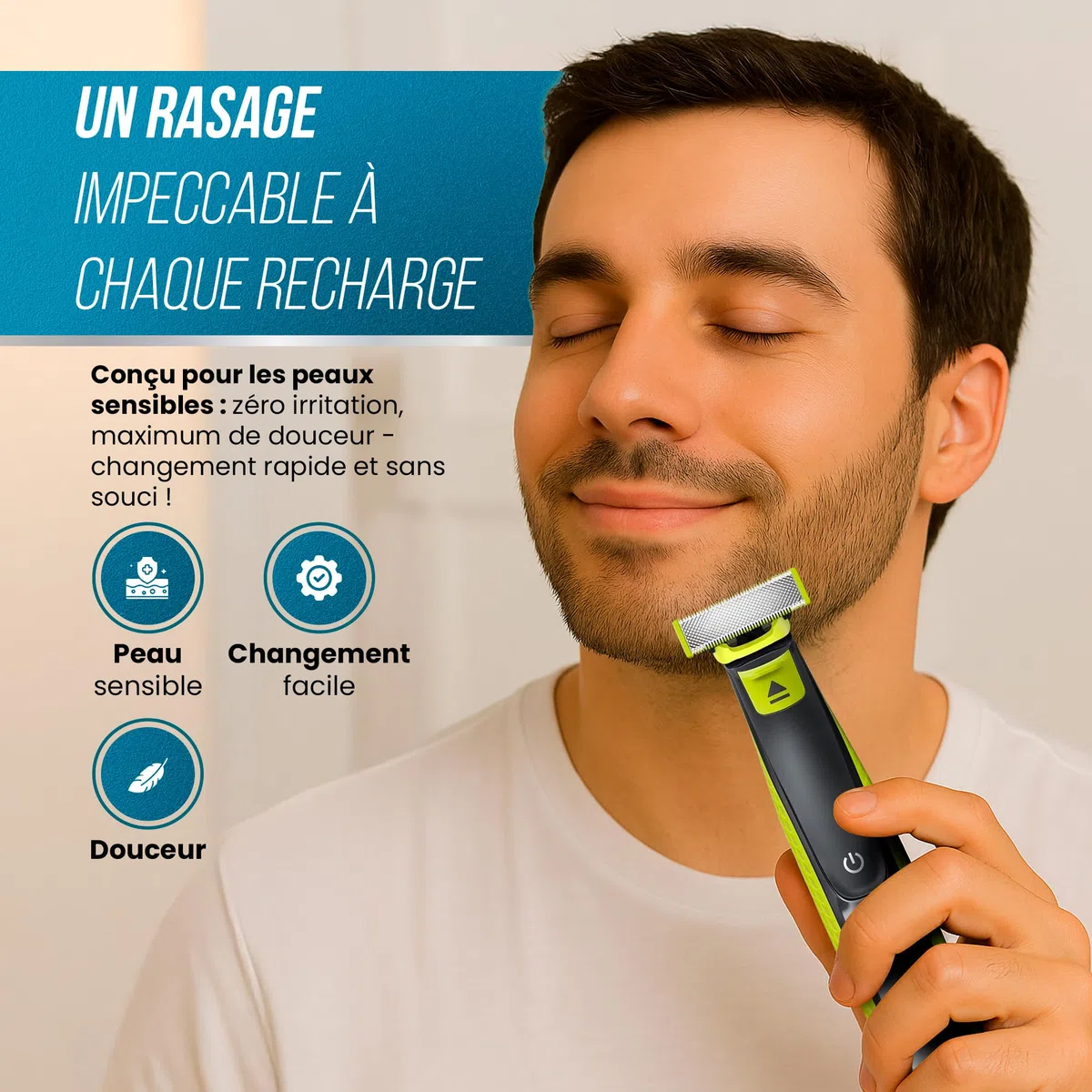 Lames de Rechange OBlade Compatibles – Acier Inoxydable, Double Face, Anti-Irritation, Durée 4 Mois – Pour QP2520 QP2530 QP6510 QP6520 et Plus – Rasage Doux pour Visage et Corps