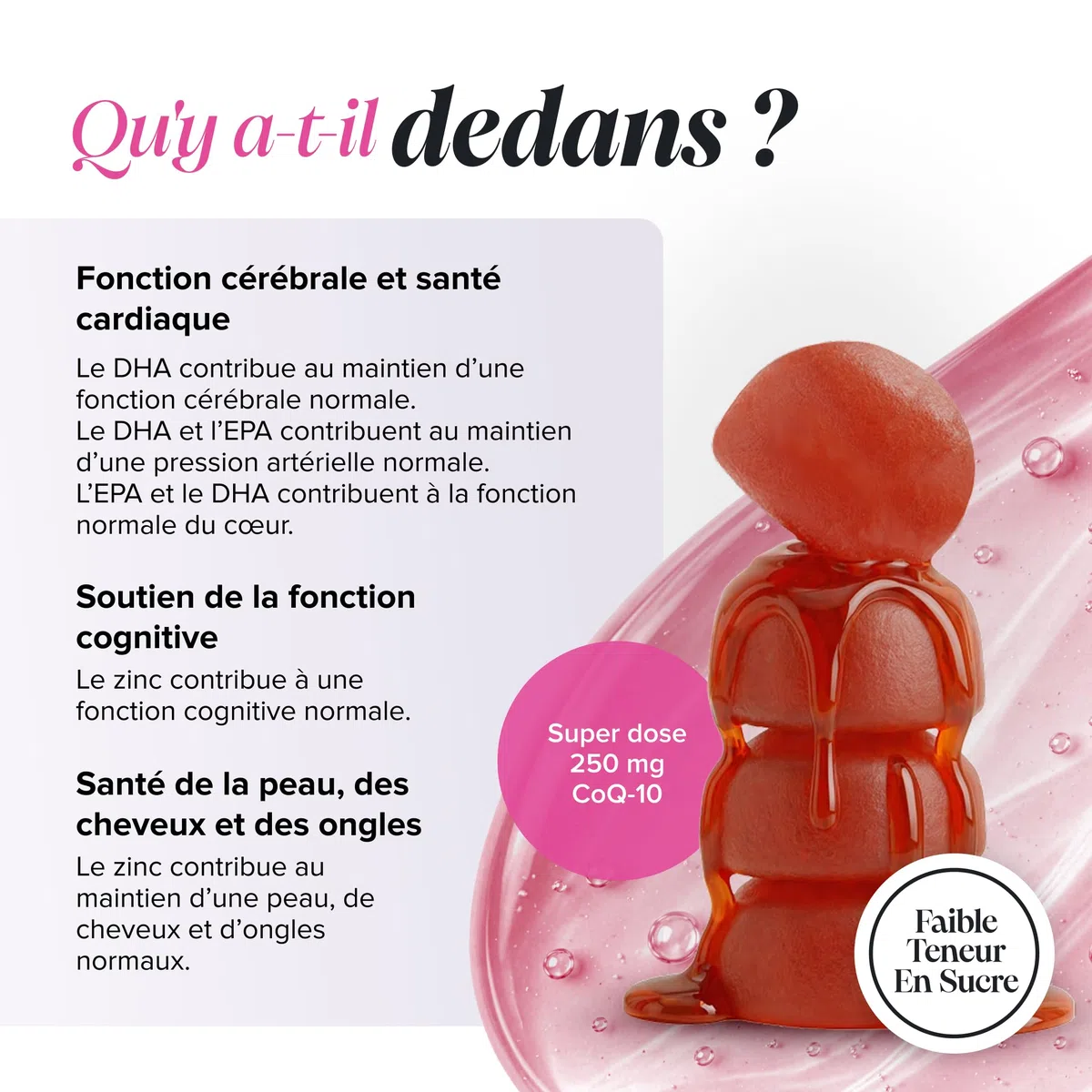 Coenzyme Q10 Gummies – 250 mg de CoQ10 + Niacine & Zinc – Énergie, Moins de Fatigue & Système Nerveux – Végan, Sans Gluten – Goût Orange – 60 Gummies – Novomins