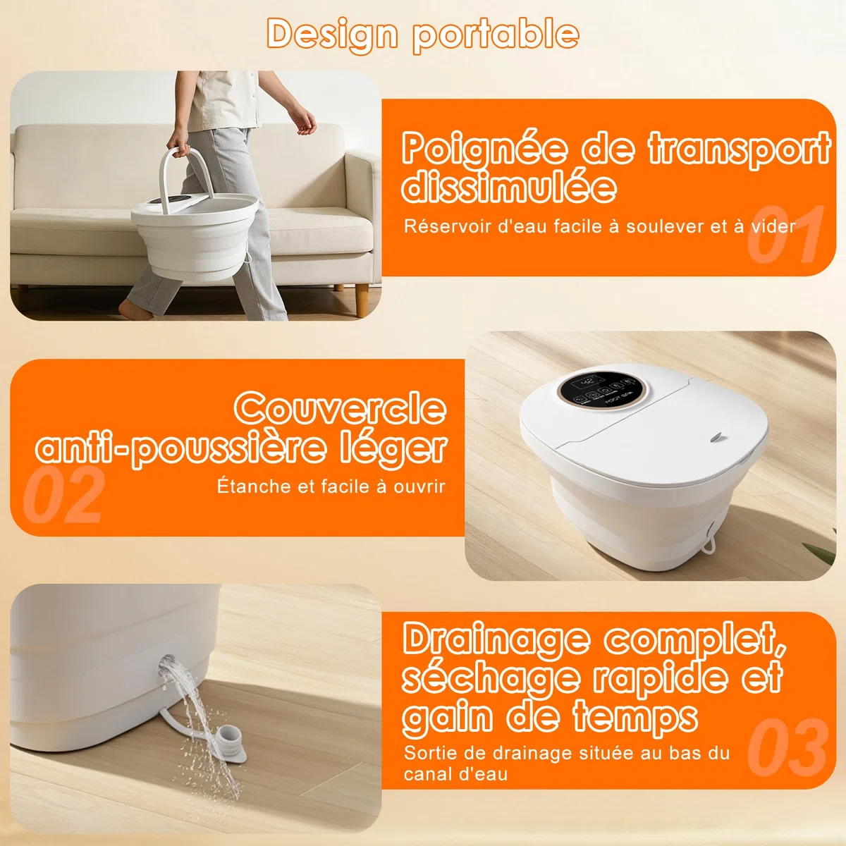 Bain de Pieds Bain de Pied massant Chauffant Bain de Pieds avec Chauffage,Spa Pour Pieds avec Télécommande,24 Température, Pierre Ponce, 6 Minuteries, 6 Rouleaux de Massage Shiatsu,Infrarouge