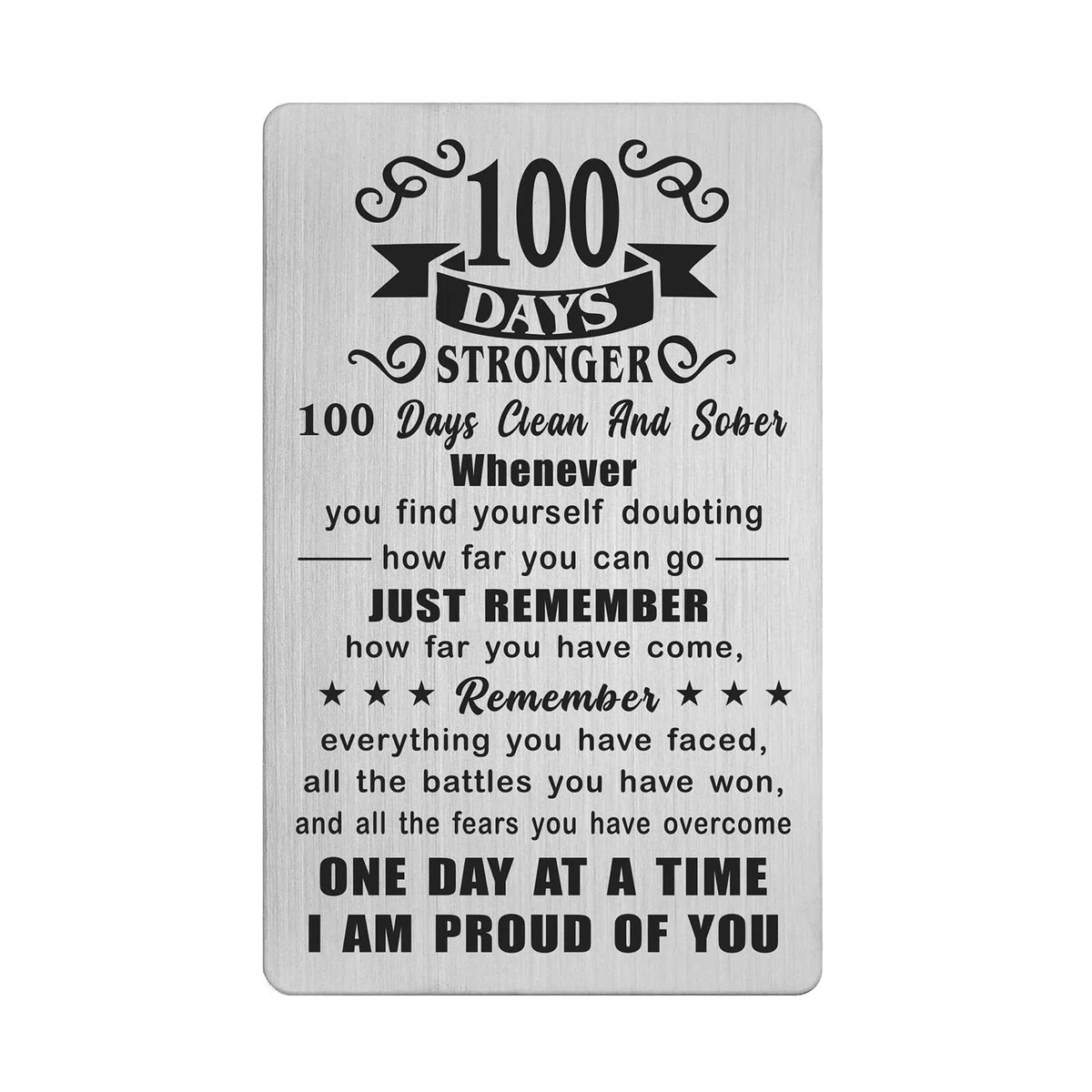 Cadeaux sobres de 100 jours – Cadeaux de sobriété AA de 100 jours pour homme et femme – Carte de 100 jours plus forts et sobres – Jeton de récupération de dépendance de 100 jours