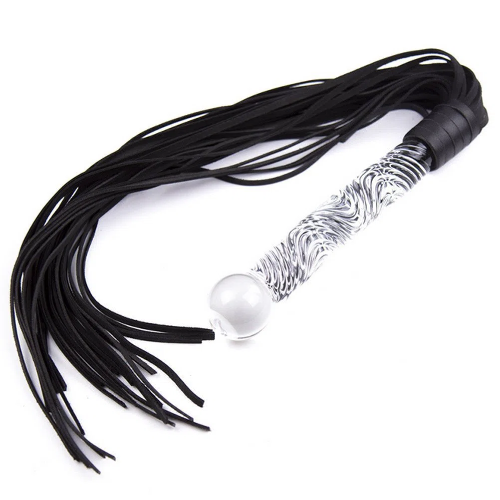 SXOVO Cuir Flogger Fouet Verre Godes SM Sex Toys Sex Cosplay Adulte Jeu (Noir)