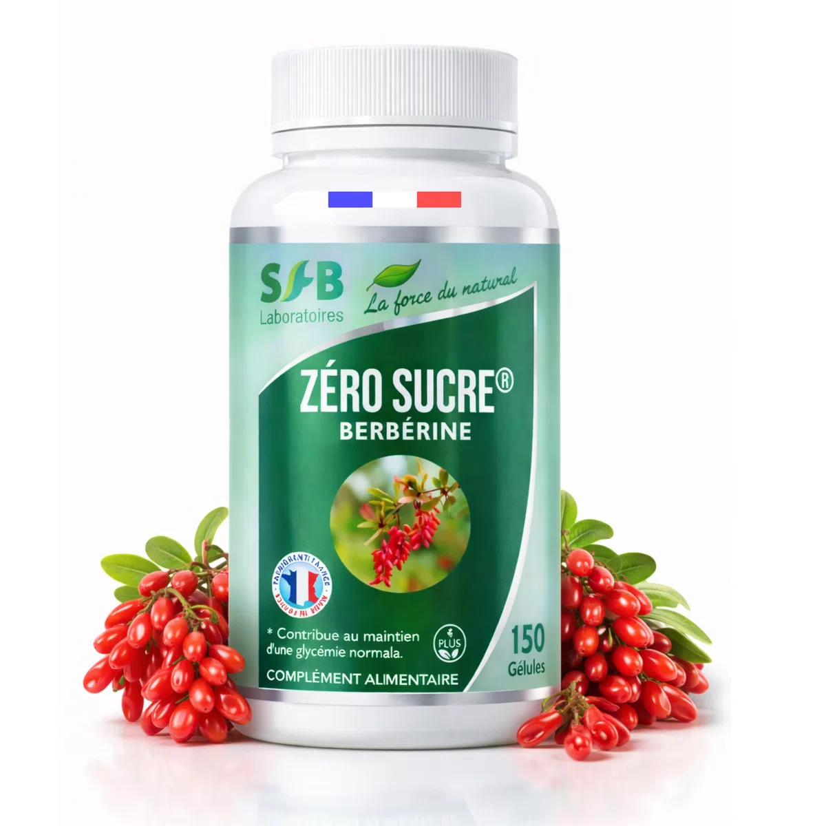 SFB Laboratoires Berbérine BIO 1200mg Haute Qualité, Chrome - Minceur et Régulation du Sucre, Soutient la Digestion & Métabolisme - Extrait Naturel - 3 mois traitement - 150 Gélules