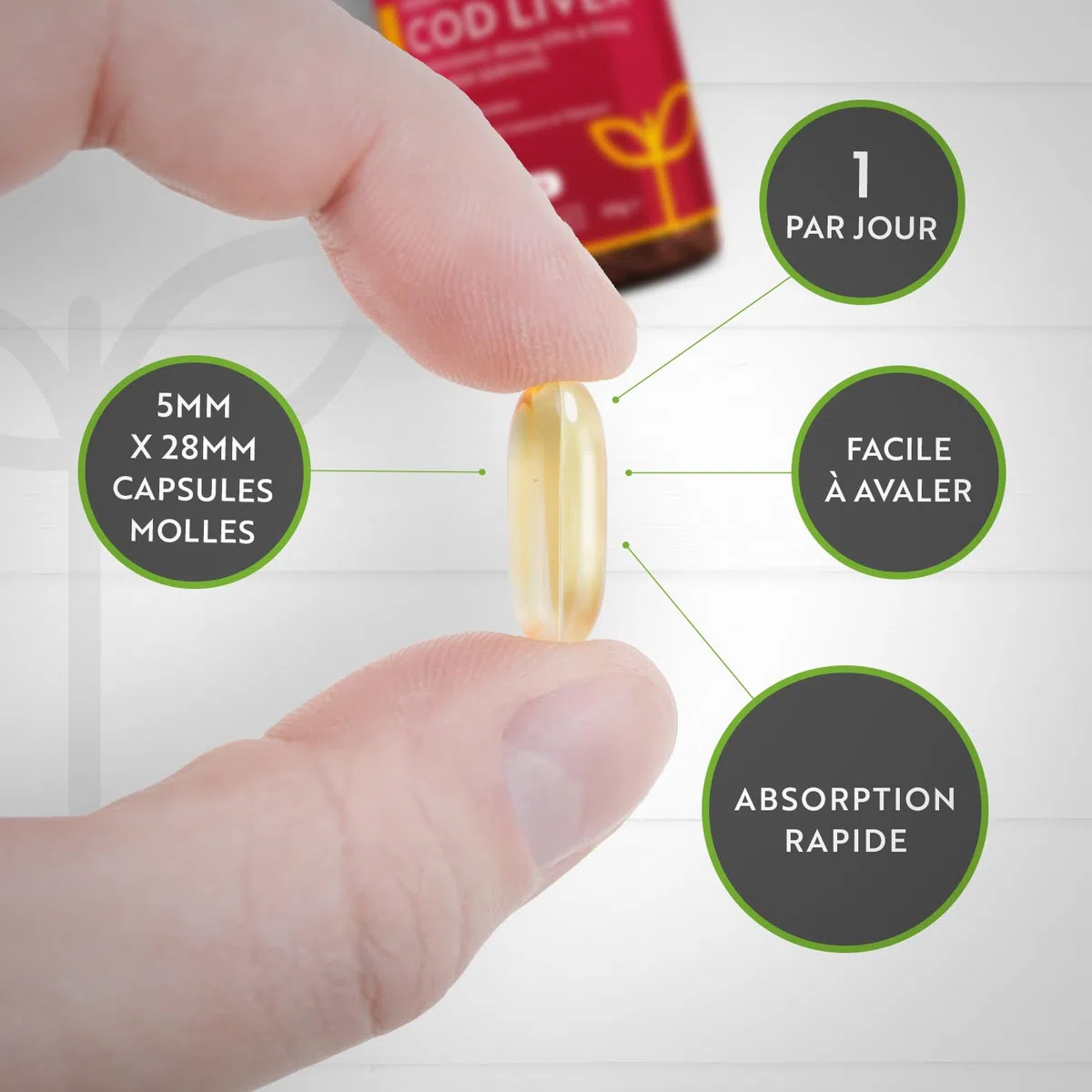 Huile de Foie de Morue 1000 mg - 365 gélules d'Huile de Poisson de qualité supérieure - Oméga 3, Vitamines A, D, E et Huile d'Ail - Soutient la santé cardiaque et cérébrale - Nutravita
