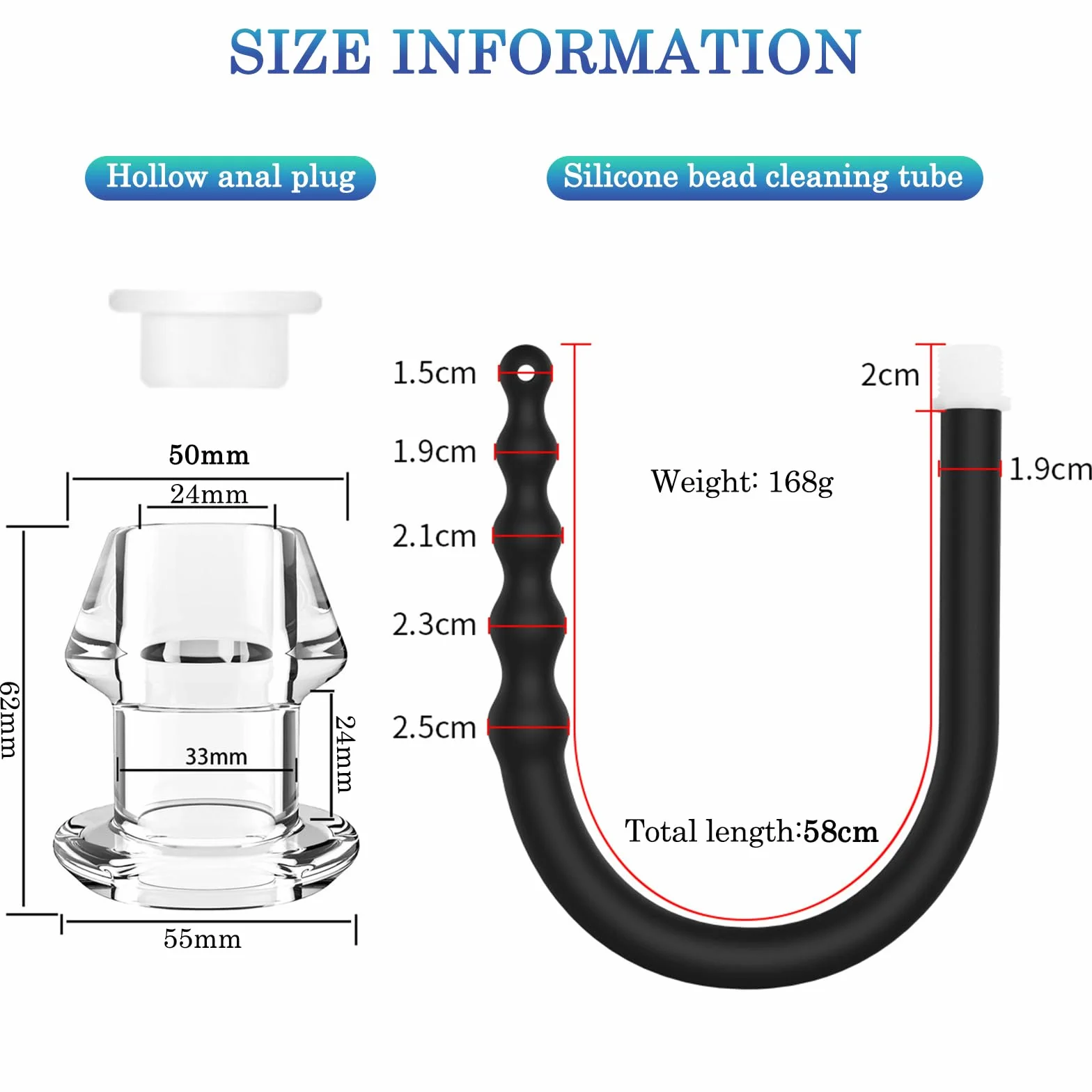Douche Anale Homme & Femme avec Plug anal creux transparent, Flexible de Douche pour anal Réutilisable pour Gays et Lesbiennes