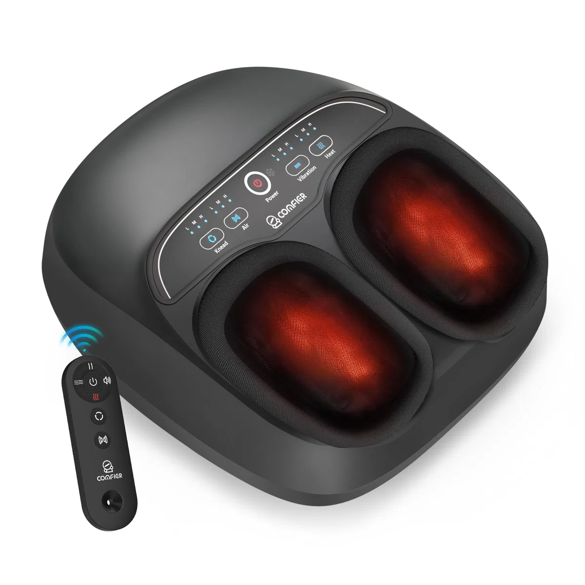 COMFIER Appareil de massage des pieds avec chaleur, appareil de massage Shiatsu pour fasciite plantaire, neuropathie, télécommande, fonction pause