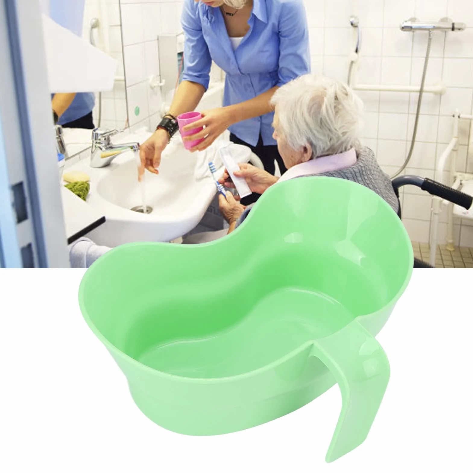 Yosoo Health Gear Bassin Vomi Forme Rein Plastique, Plateau Gobelet Patient Alité, Ergonomique Poignée Hôpital