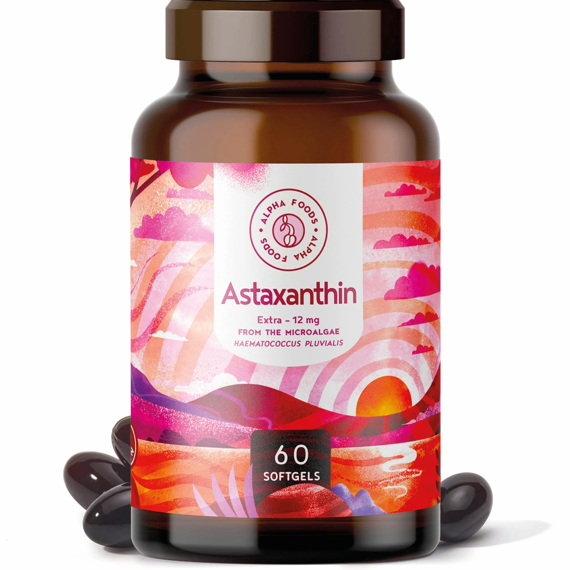 ASTAXANTHINE 12mg - De pure microalgue Haematococcus pluvialis - Biodisponibilité optimisée avec de l'huile de lin - Sans additifs, sans substances auxiliaires - 60 gélules de dépôt végétaliennes