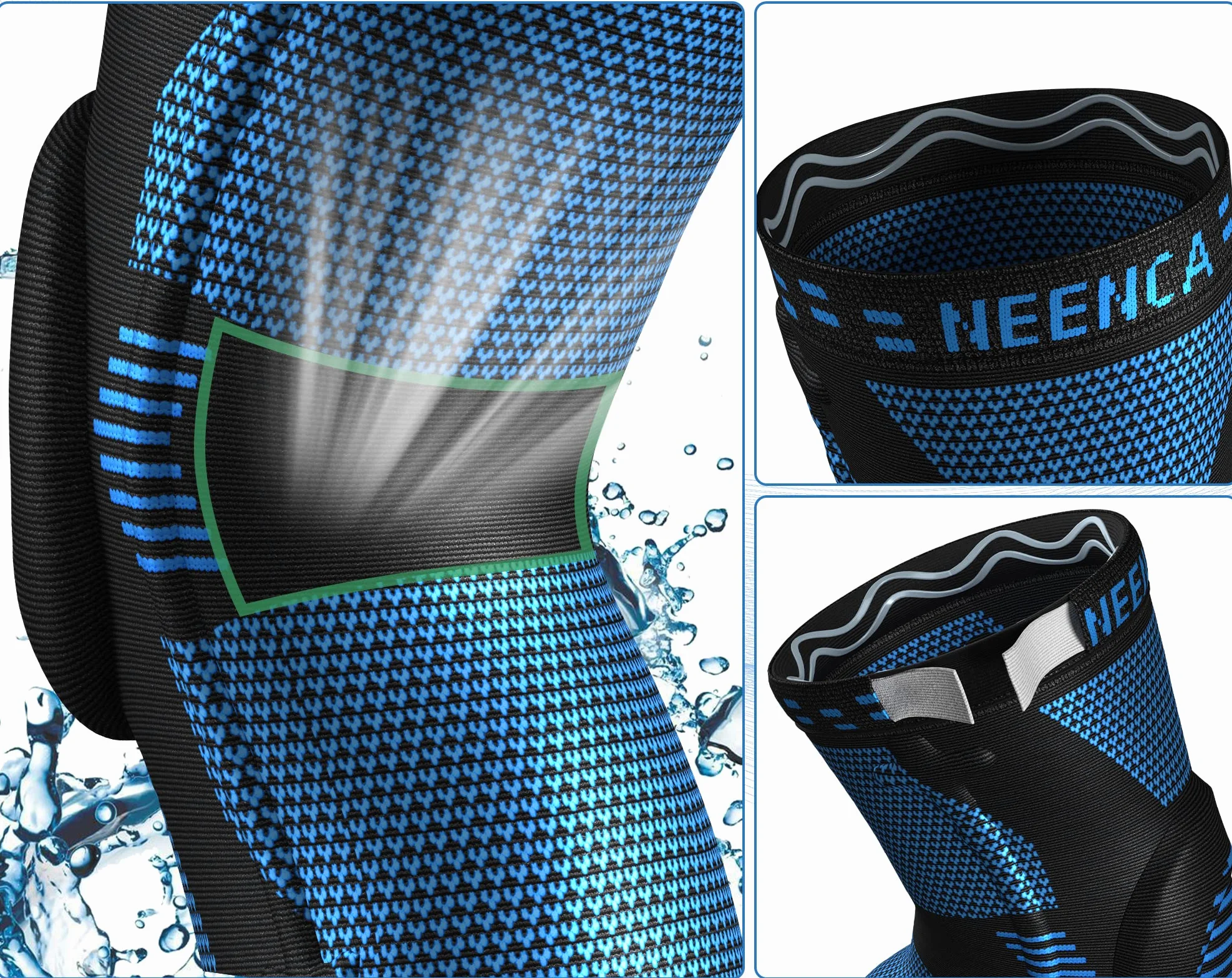 NEENCA Genouillère Professionnelle pour Homme et Femme avec Coussinets en Gel Rotulien et Stabilisateurs Latéraux,Genouillères de Qualité Médicale pour la Course,les Déchirures du Ménisque,l'arthrite