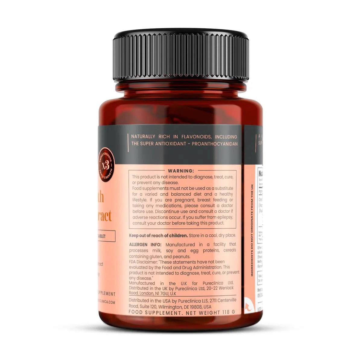Extrait de Canneberge Double Concentration 10 000 mg x 180 Comprimés Ultra Concentrés - Fourniture de 6 mois !