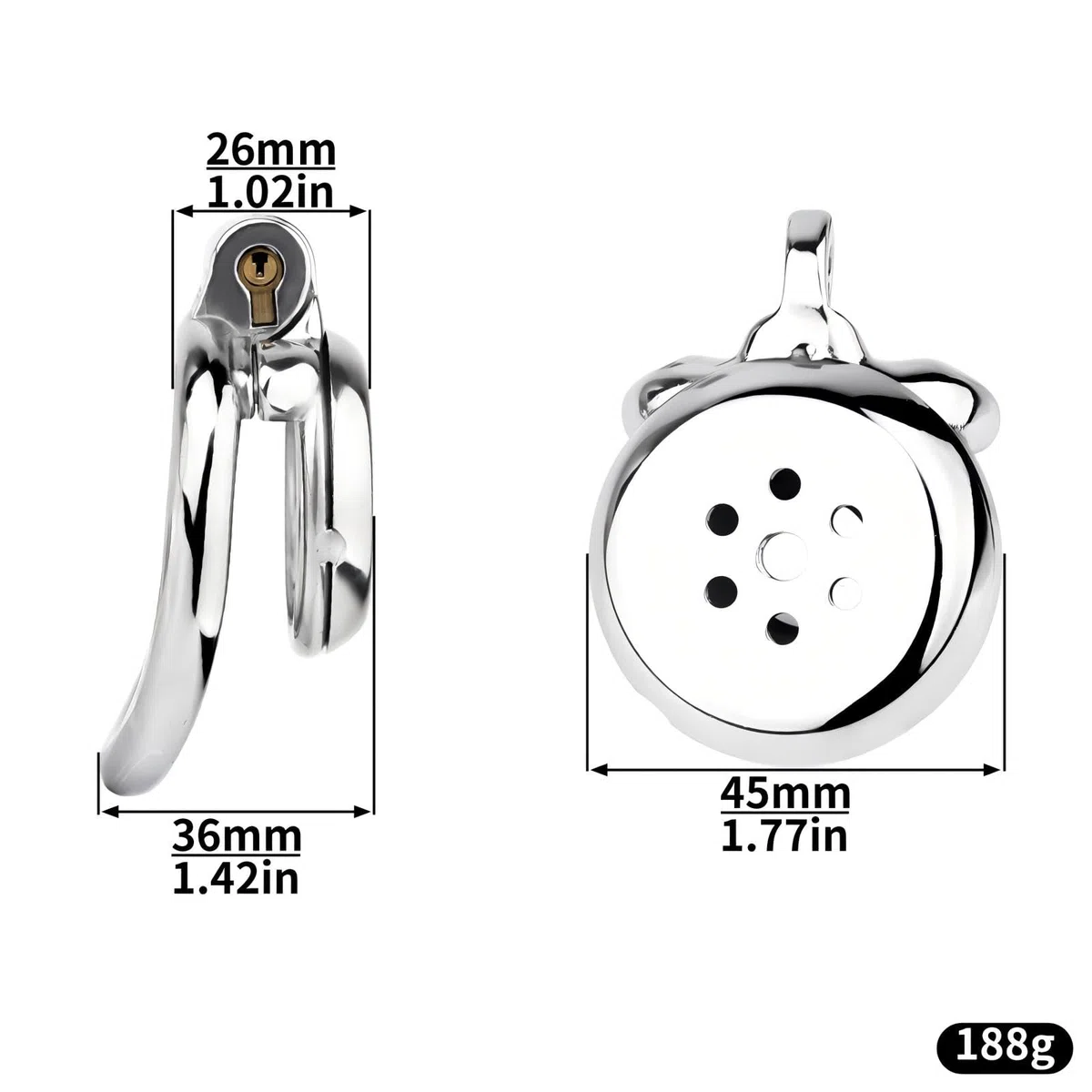 Chastity Cage Plate avec Serrure et Ceinture Invisibles Cage de Chasteté Respirante en Métal pour Le Ligotage du Pénis de l'Homme Sex Toýs Cage Chastetée à Anneau Courbe (40mm,A)