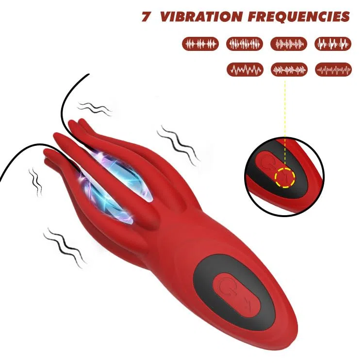 Octopus Masturbator, Electric Shock Glans Trainer with 12 Vibration Modes & 7 Vibration Frequencies Vibrating Penis Massager, Adult Jet Cup, Male Sex Toys (red)