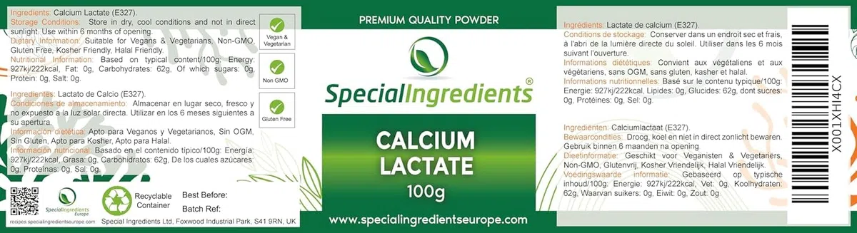 Special Ingredients Lactate De Calcium & Alginate De Sodium, Cuisine Moléculaire, Paquet de deux ingrédients, Idéale pour la sphérification de base et à la sphérification inversée - 2 x 50 gramme